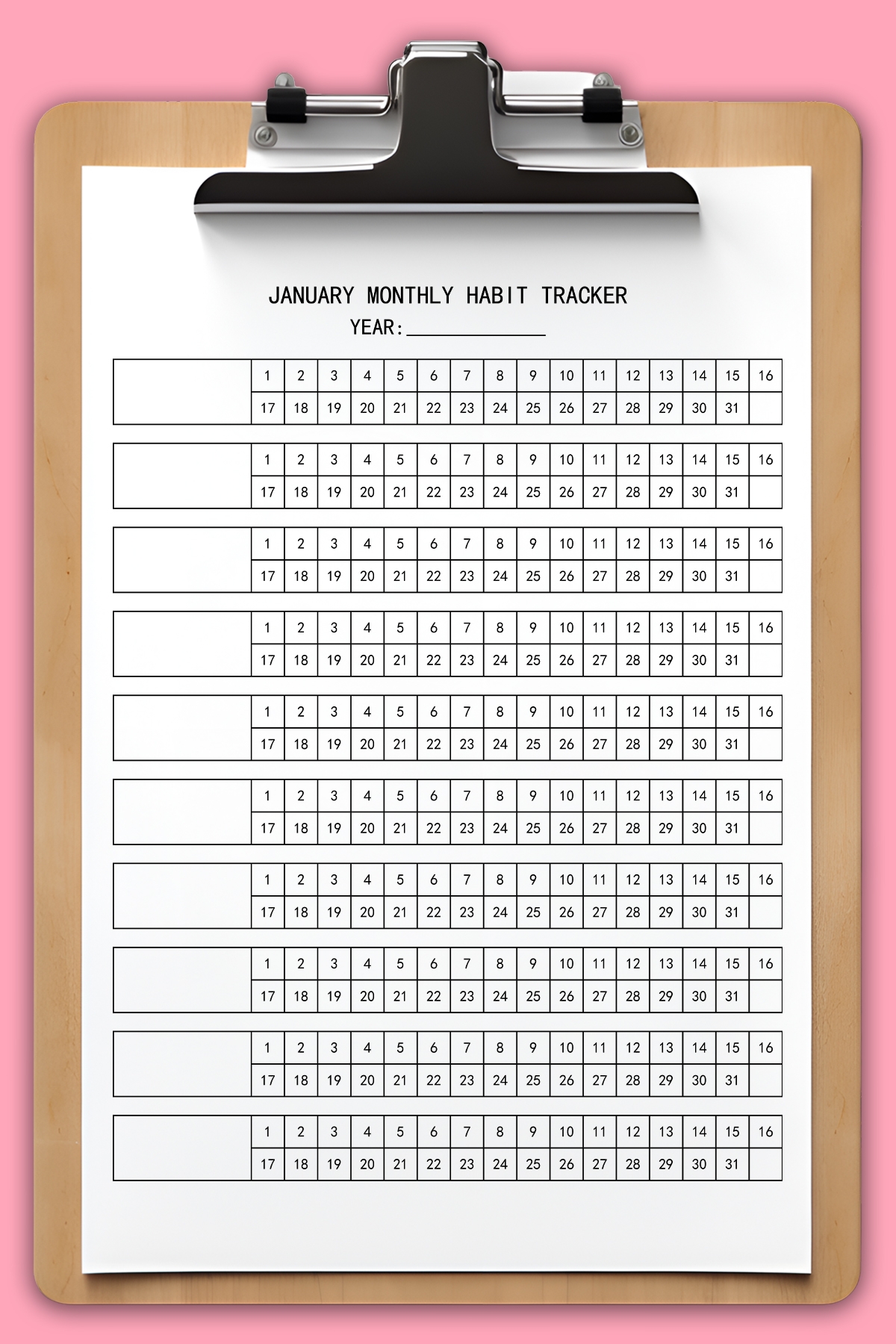 Free Printable Habit Tracker Set 30 31 28 29 Day