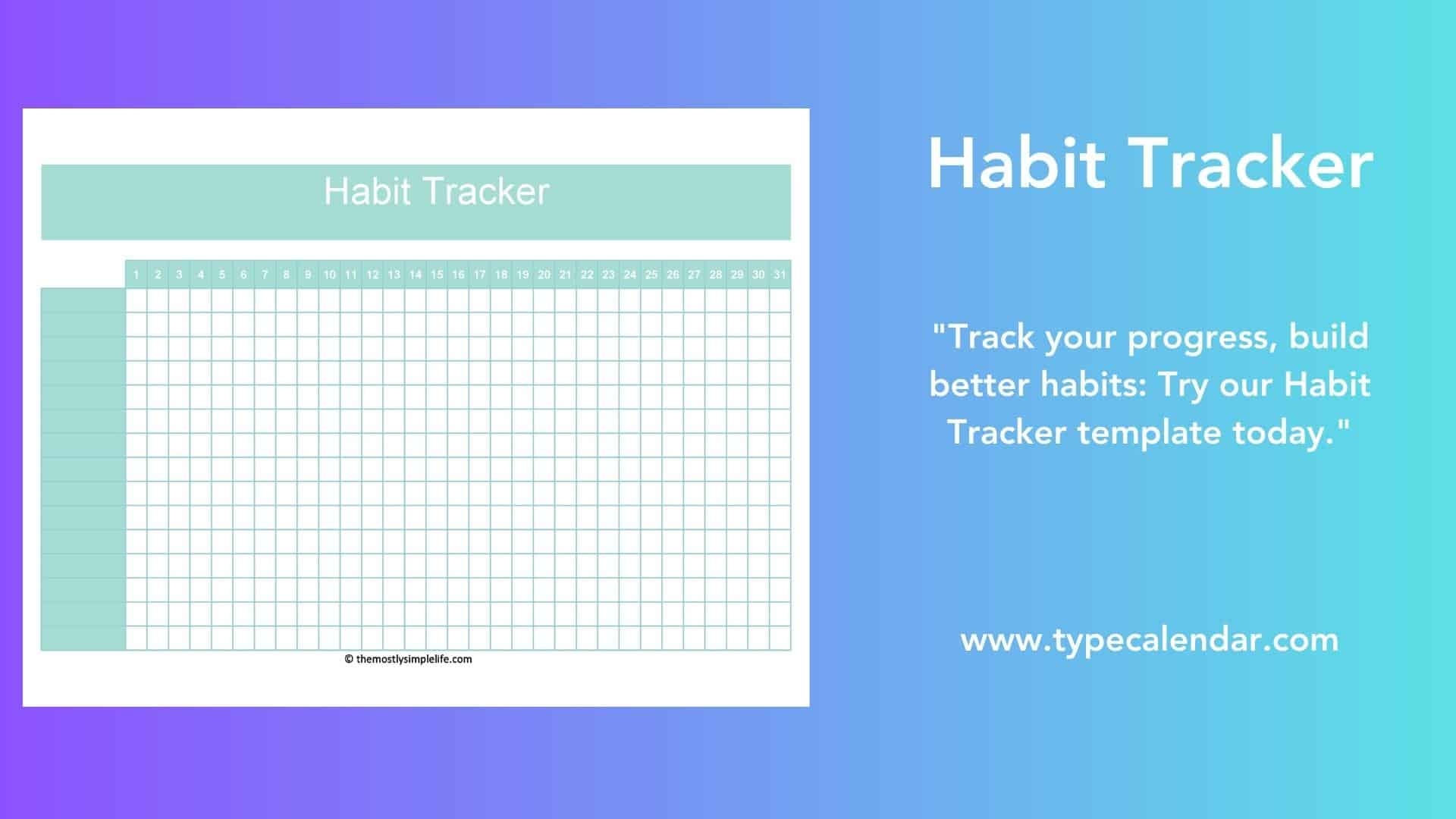 Free Printable Habit Tracker Templates PDF Word Excel Monthy Weekly