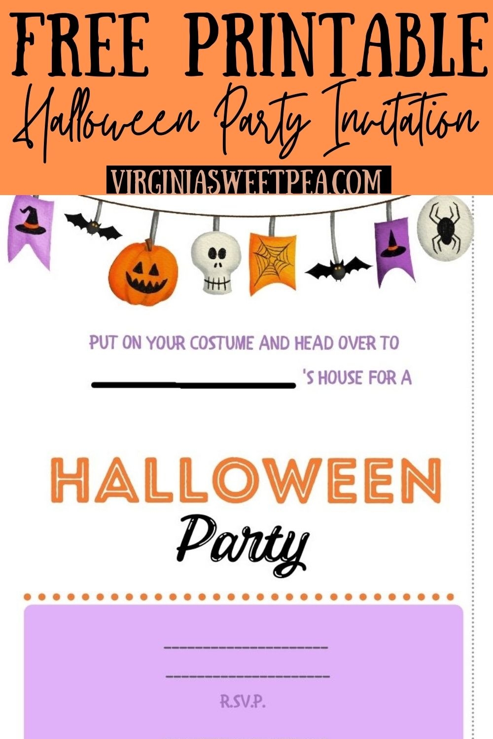 Free Printable Halloween Party Invitation Sweet Pea