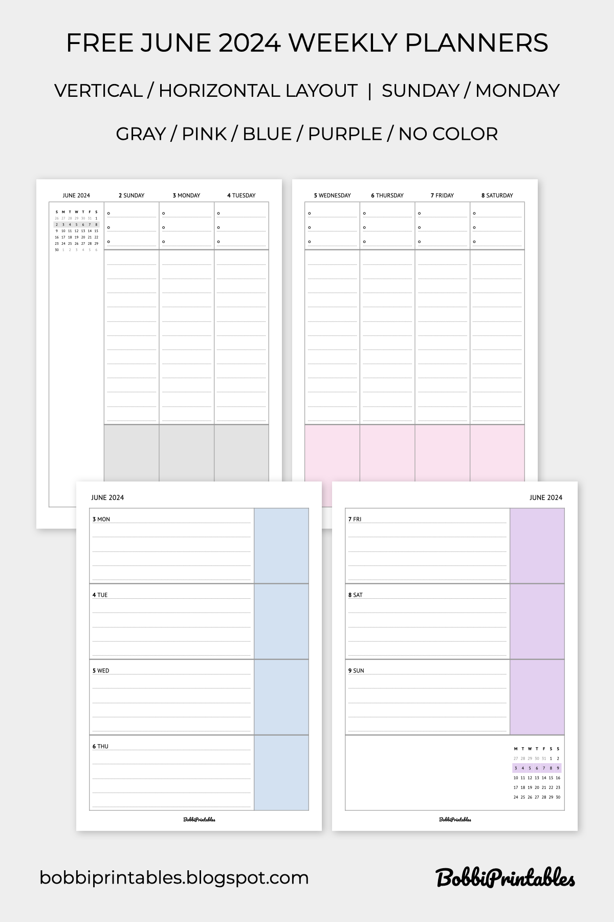 Free Printable June 2024 Weekly Planner Pages