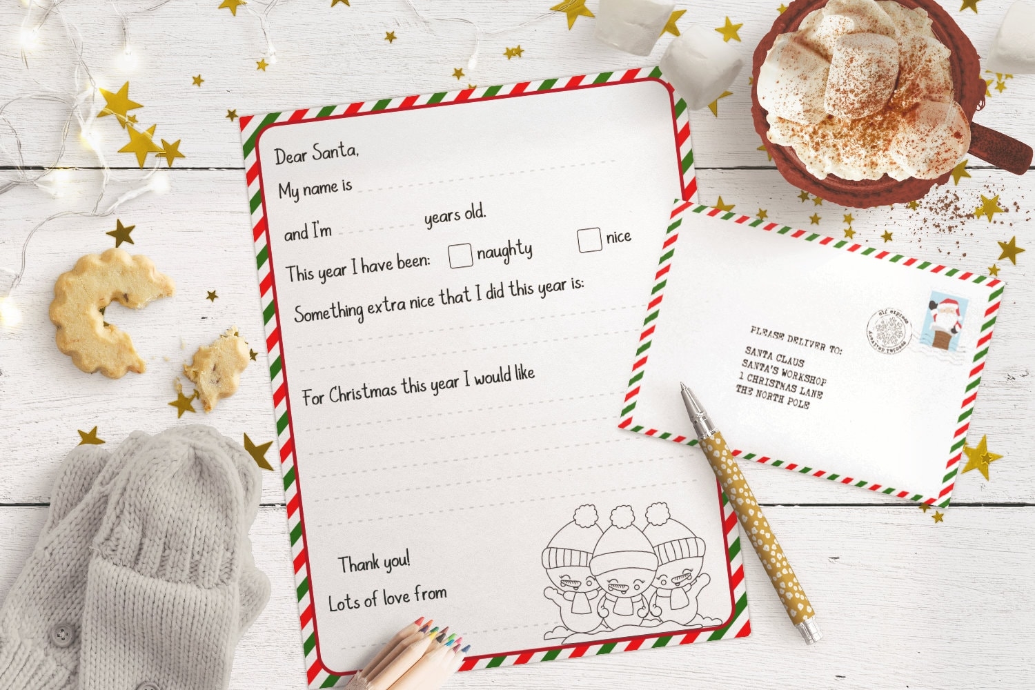 Free Printable Letter To Santa Matching Envelope The Party Bloc