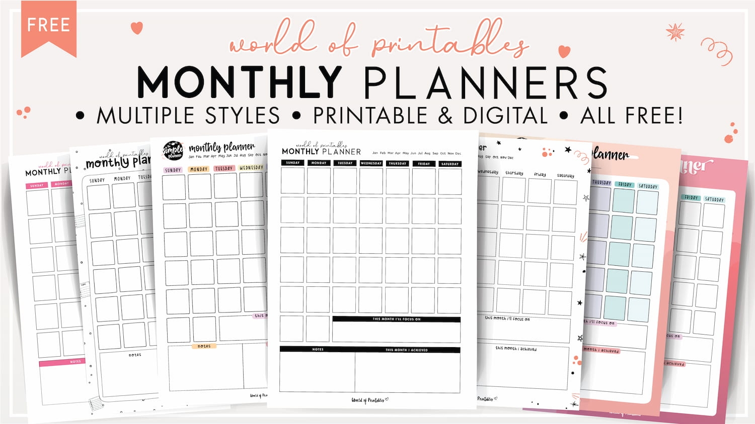 FREE Printable Monthly Planners World Of Printables