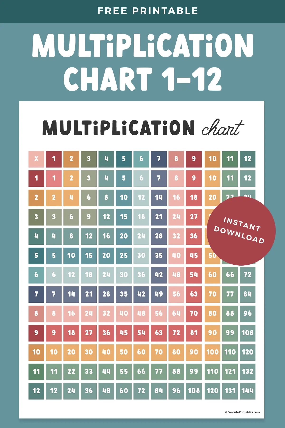 Free Printable Multiplication Chart Favorite Printables