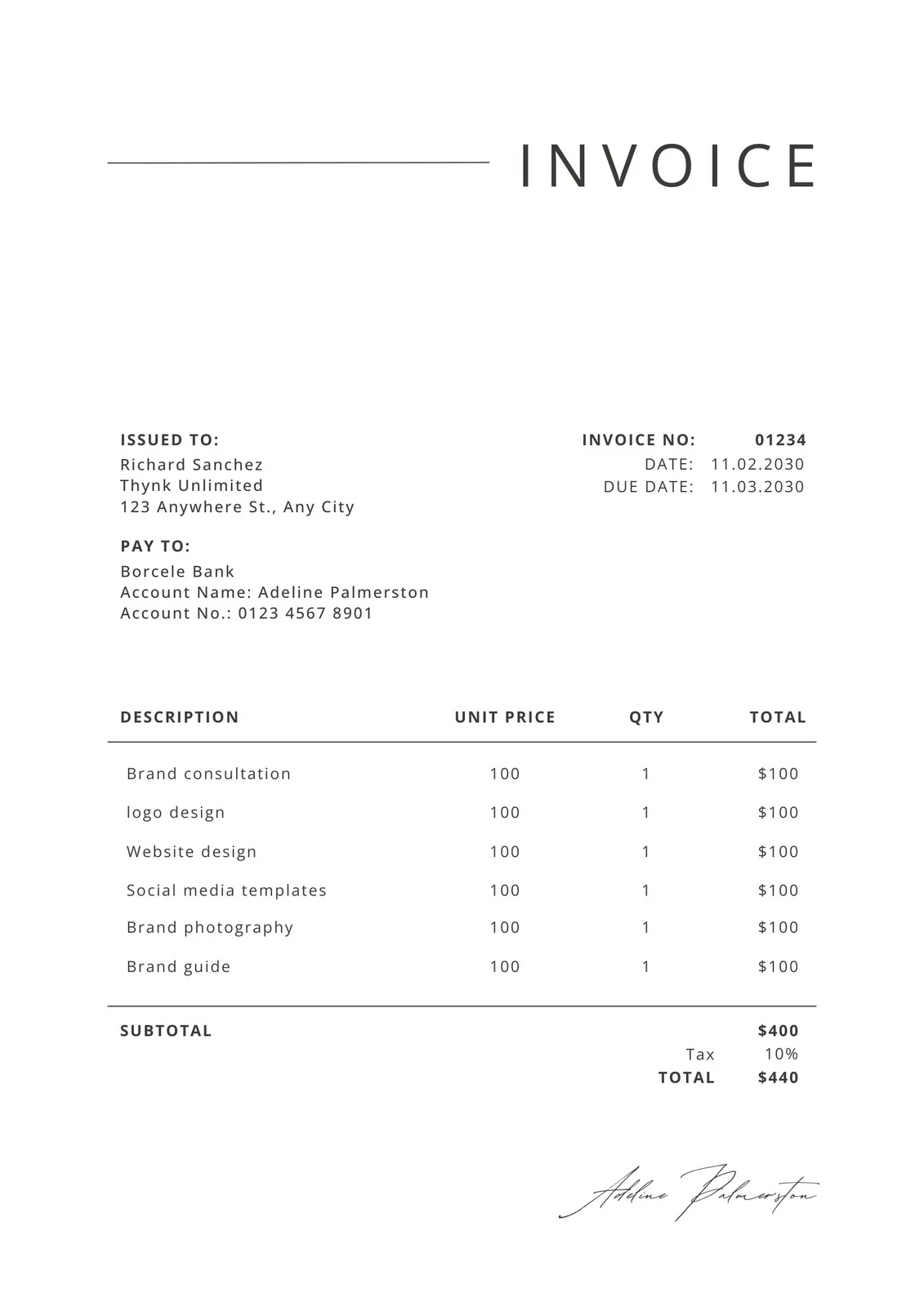 Invoice Templates Printable Free Word Doc