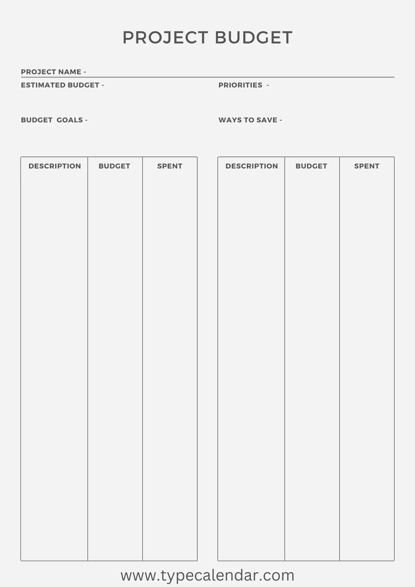 Free Printable Project Budget Templates Excel Word Tracker