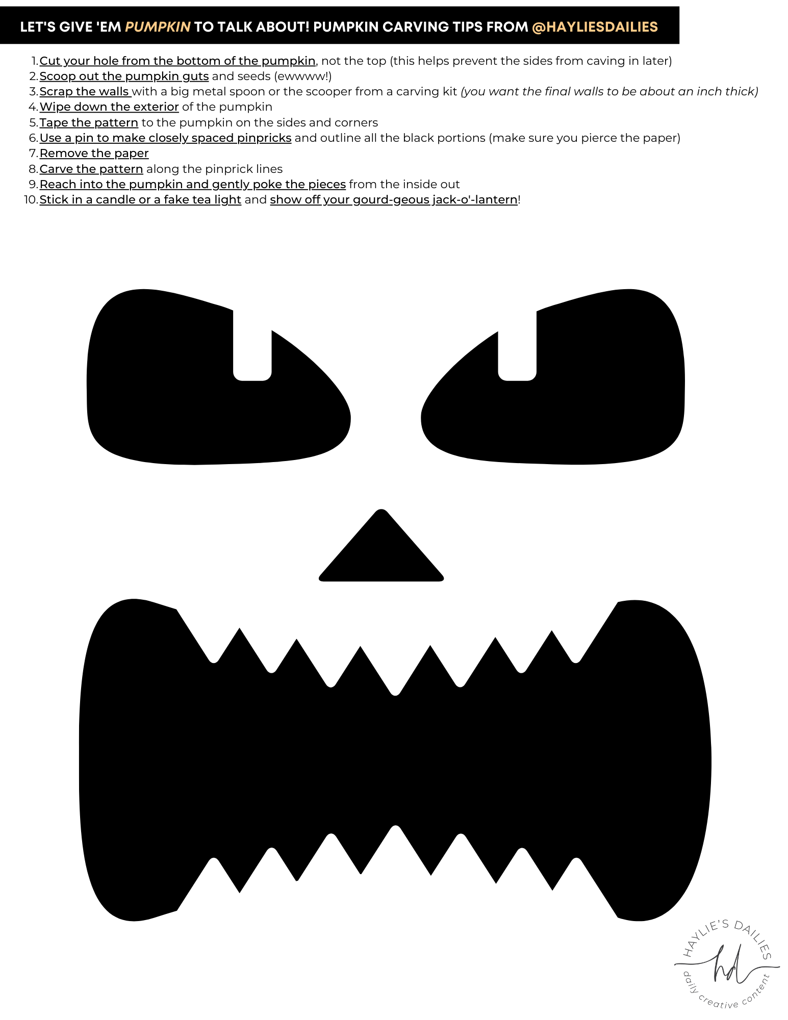 Free Printable Pumpkin Carving Patterns For The Most Boo tiful Jack o Lanterns In Town Haylie s Dailies