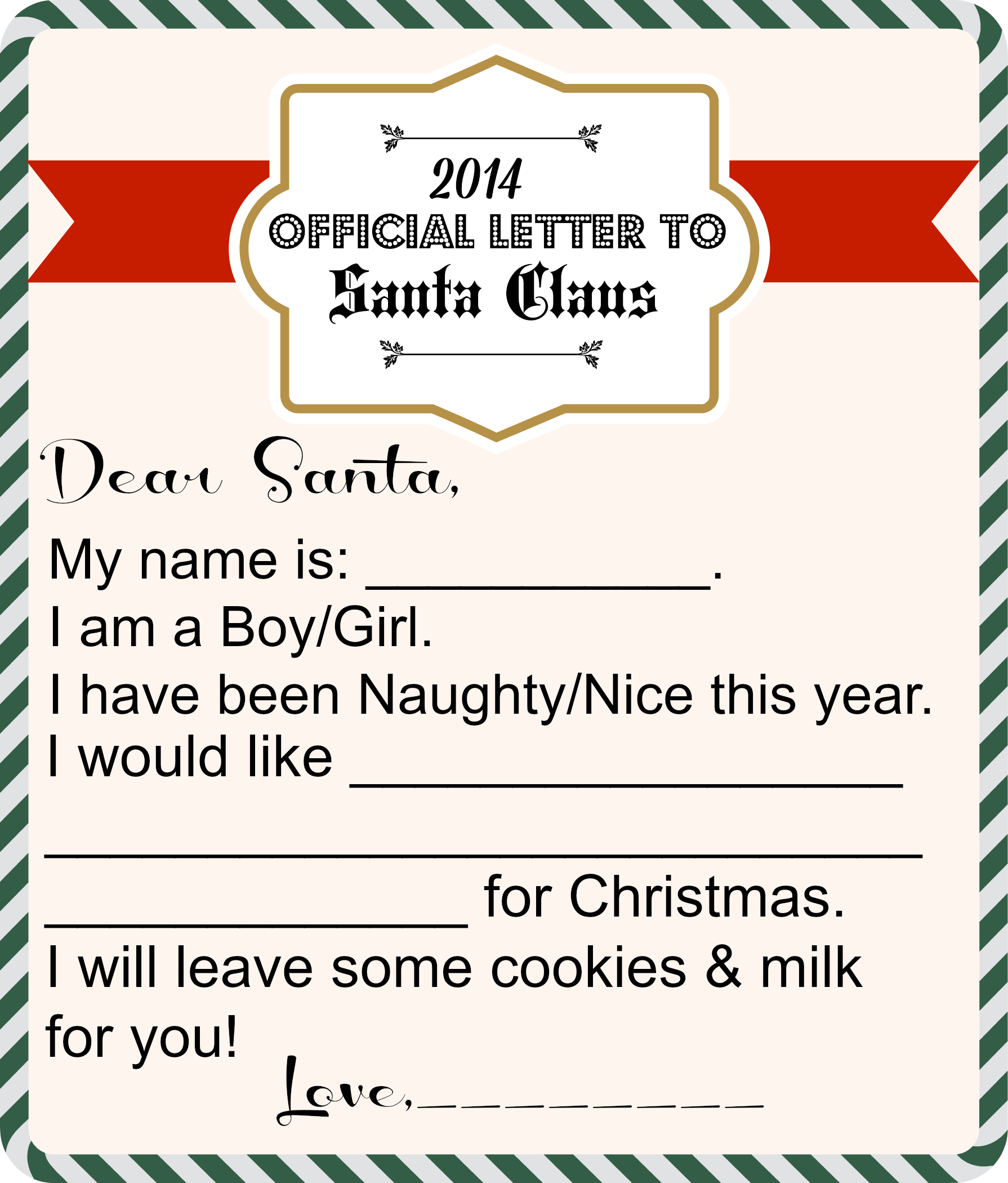 Free Printable Santa Letters For Kids