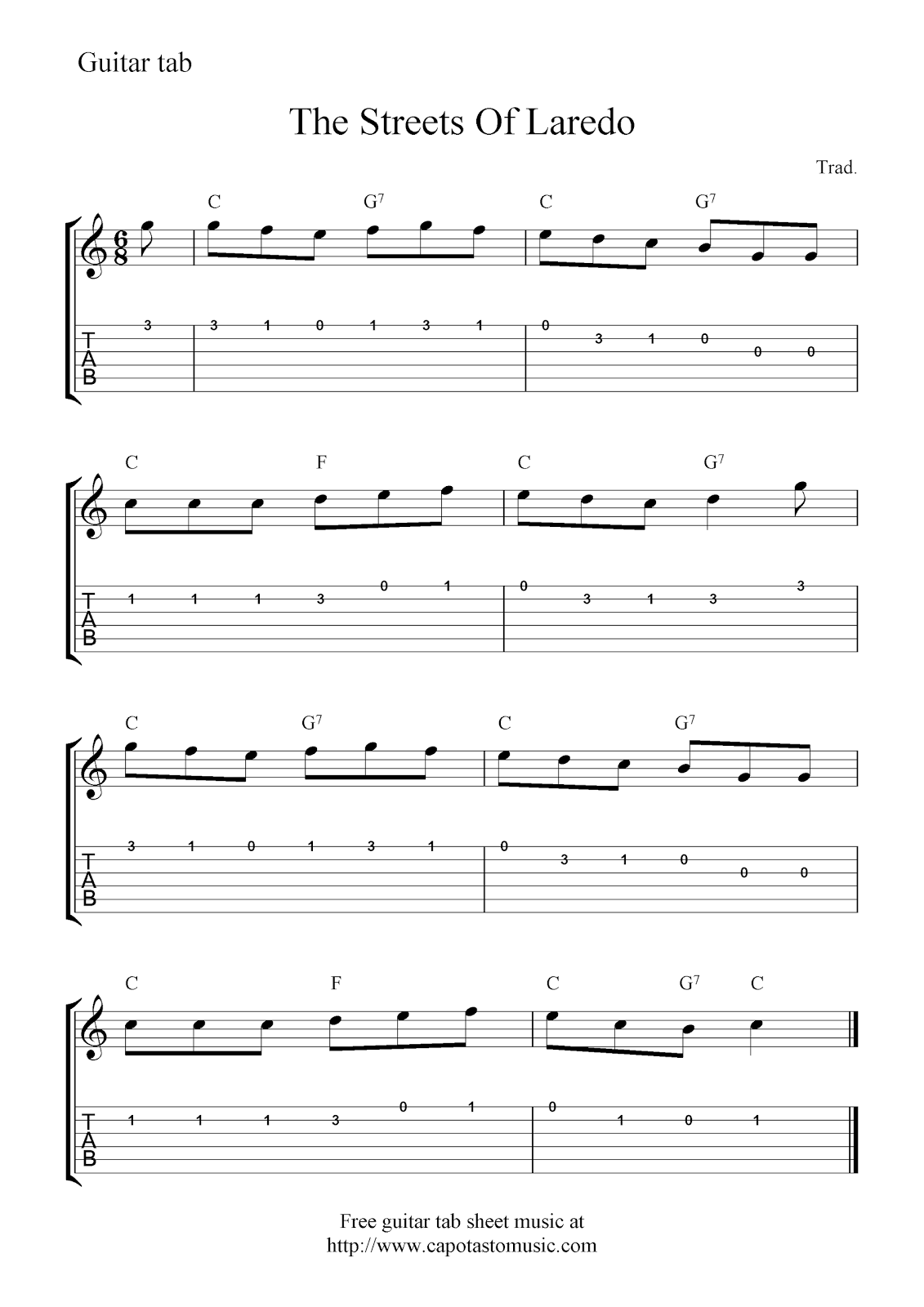 Free Printable Sheet Music For Guitar