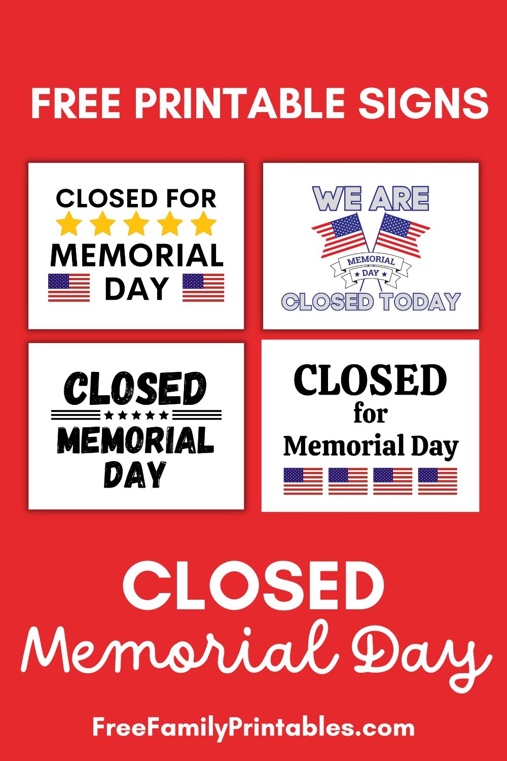Free Printable Sign Closed Memorial Day Making Frugal FUN