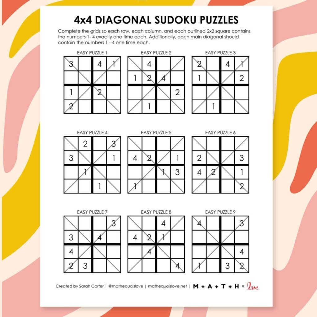 Free Printable Sudoku Puzzles 4 By 4 Pdf