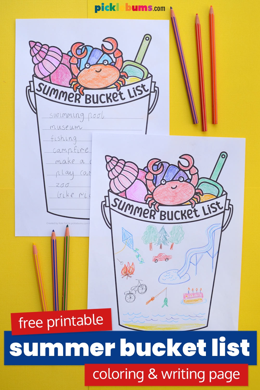 Free Printable Summer Bucket List Coloring Page Picklebums