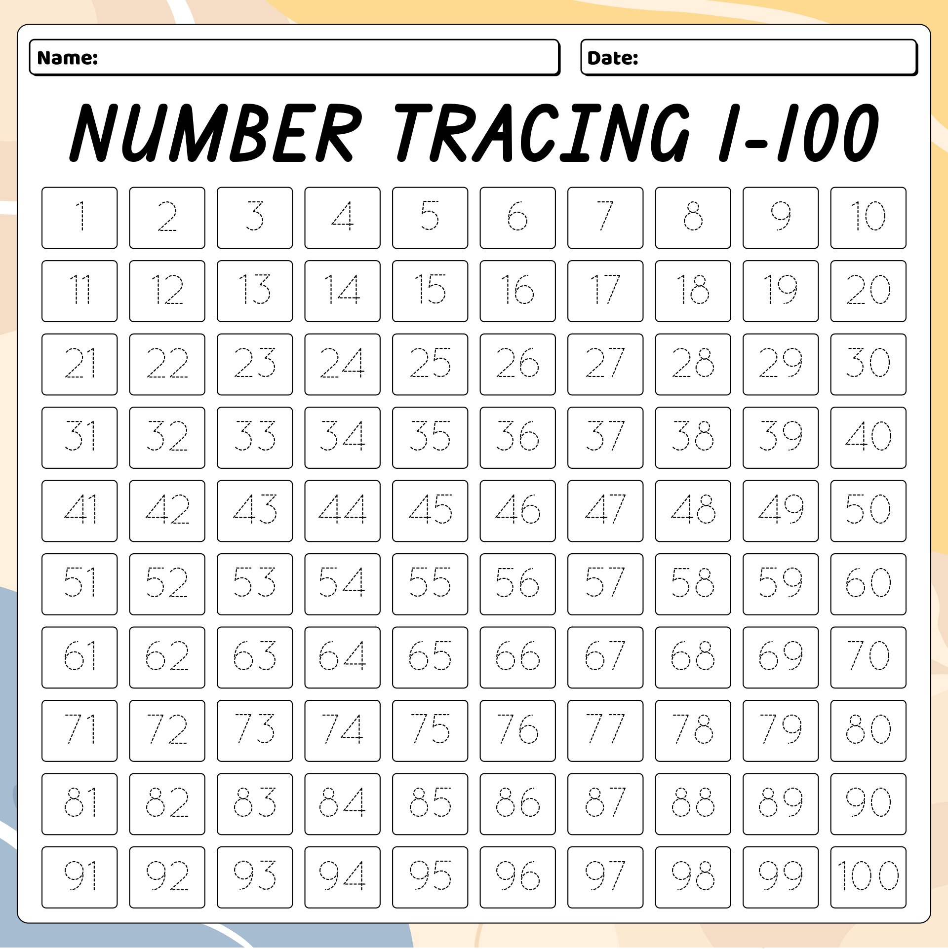 Free Printable Teacher Created Resources Colorful Numbers 1 100 Chart Number Chart