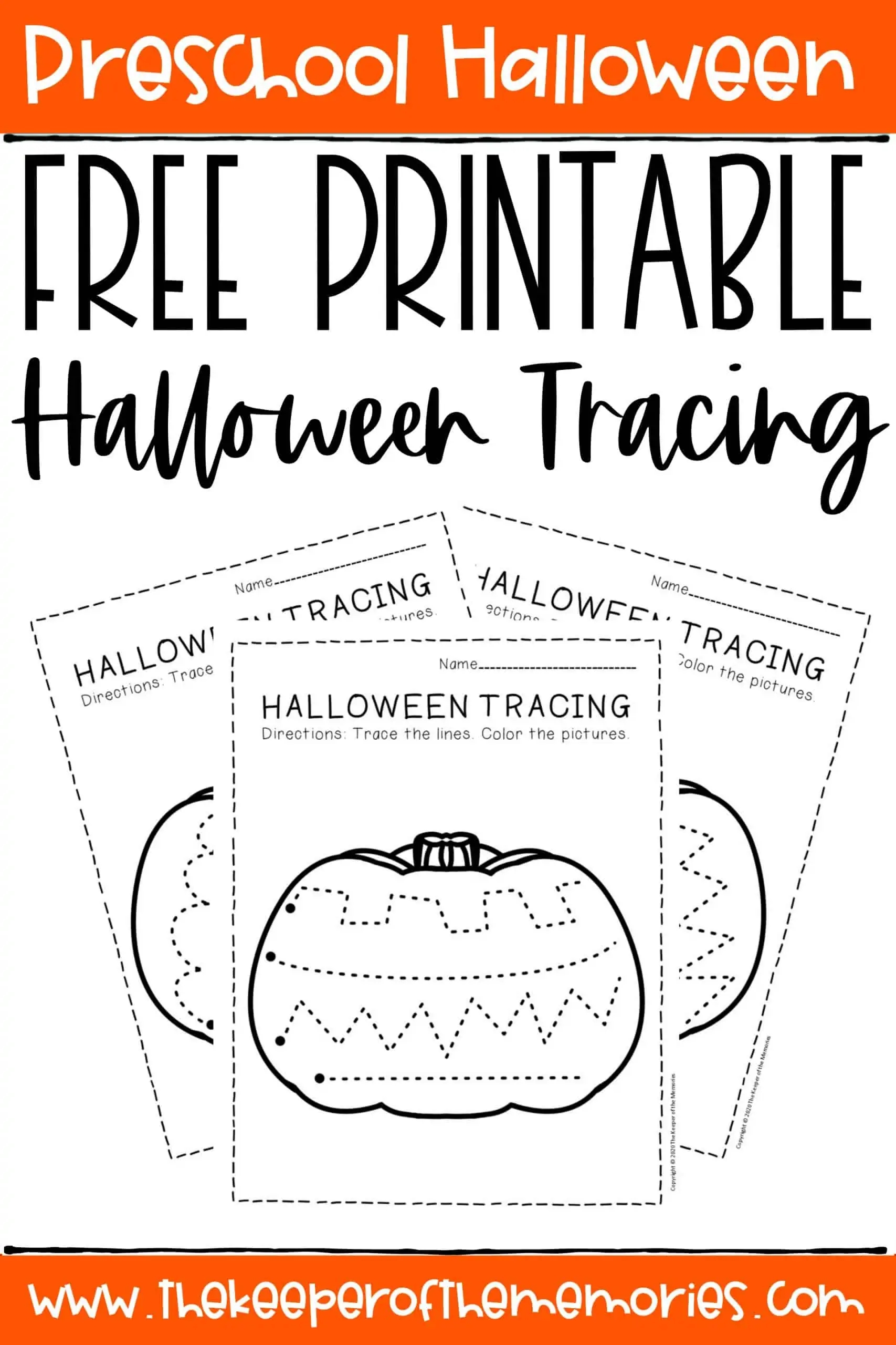 Free Printable Tracing Halloween Preschool Worksheets The Keeper Of The Memories