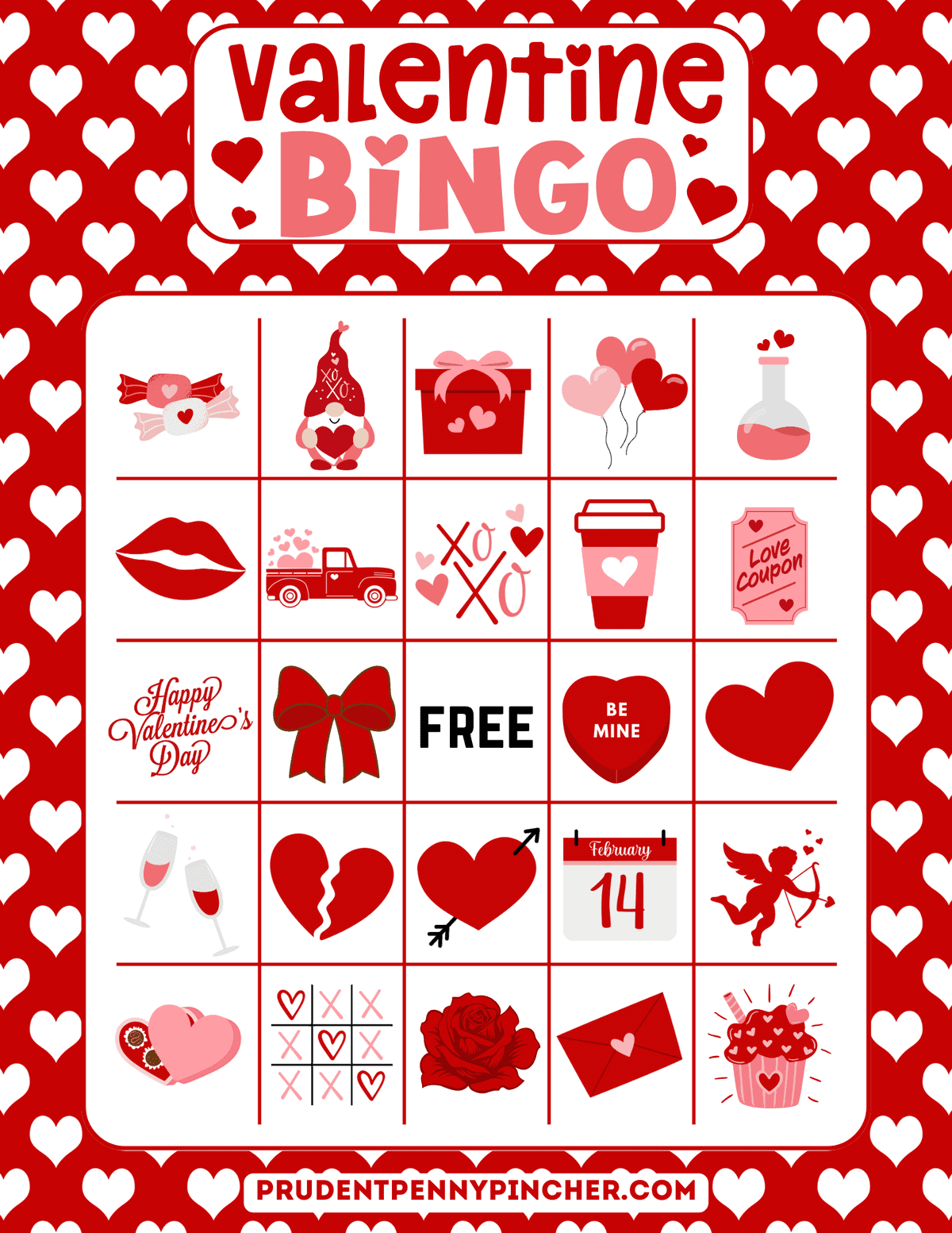 Free Printable Valentine s Day Bingo Cards Prudent Penny Pincher