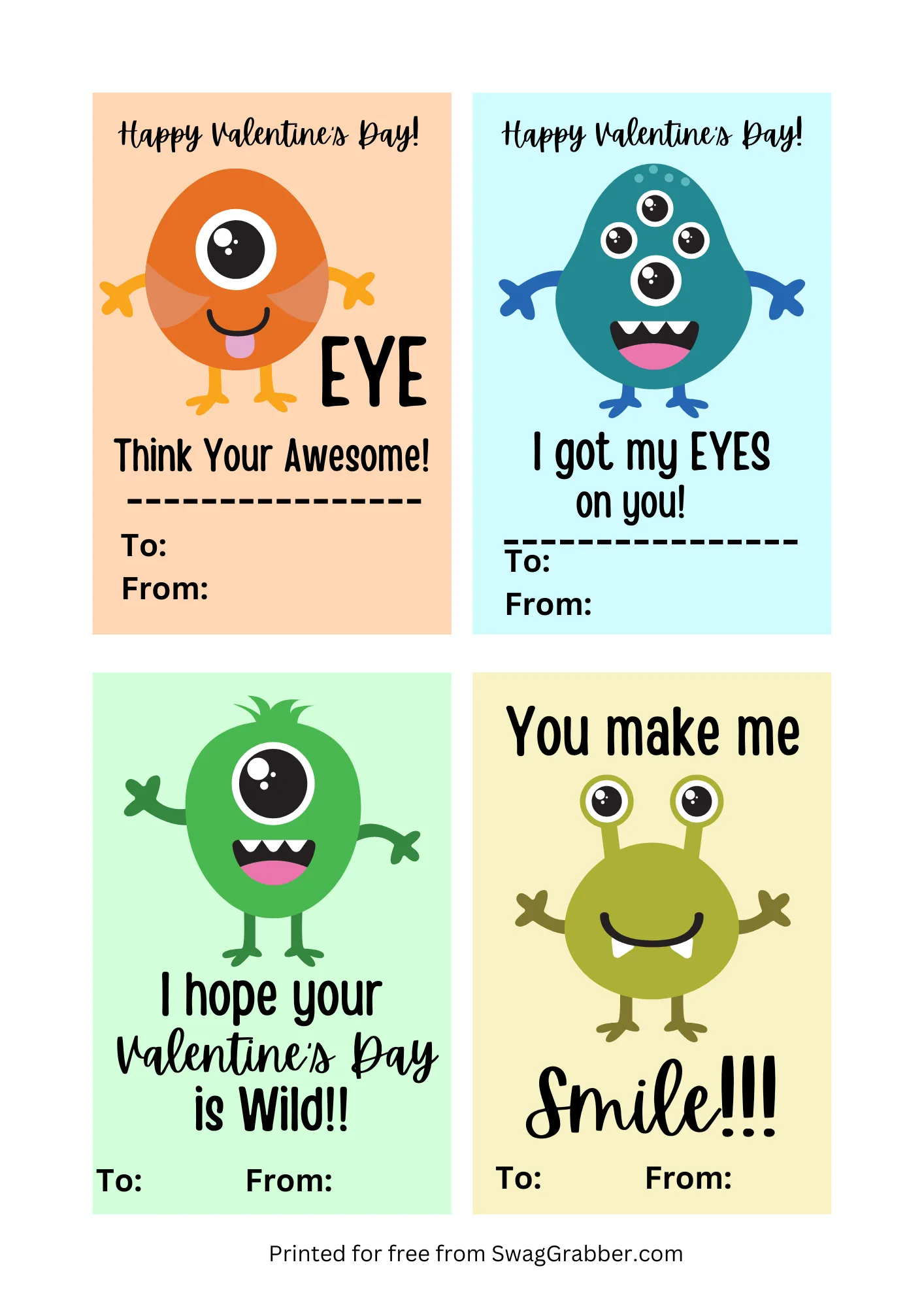 FREE Printable Valentine s Day Cards For School