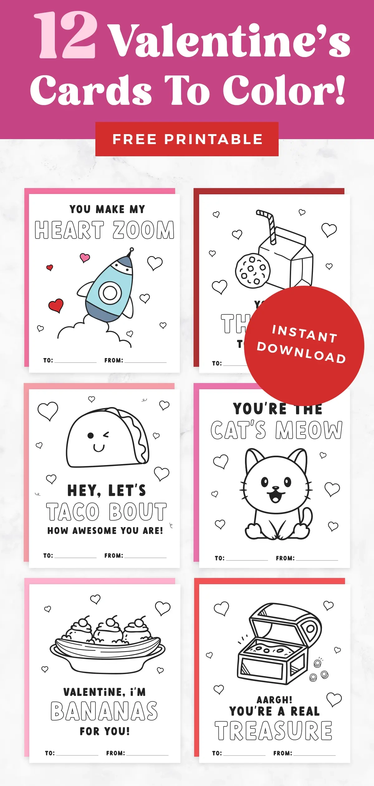 Free Printable Valentines Cards To Color Favorite Printables