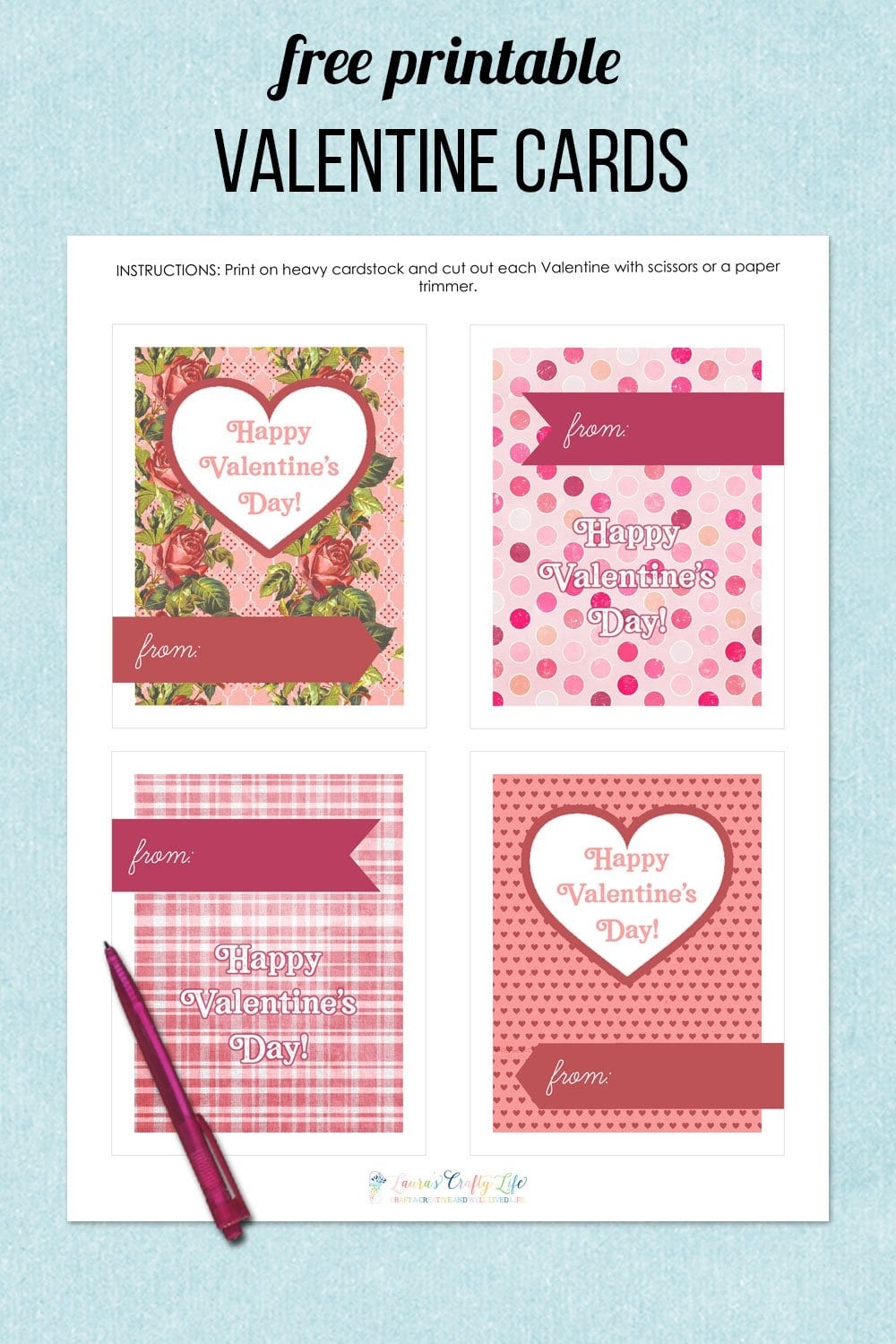 Free Printable Valentines Cards Template