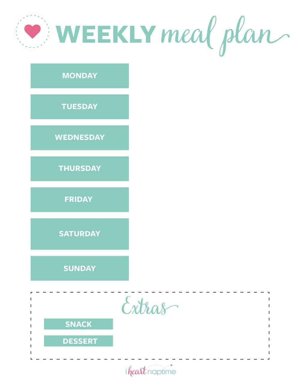 Weekly Menu Planner Free Printable