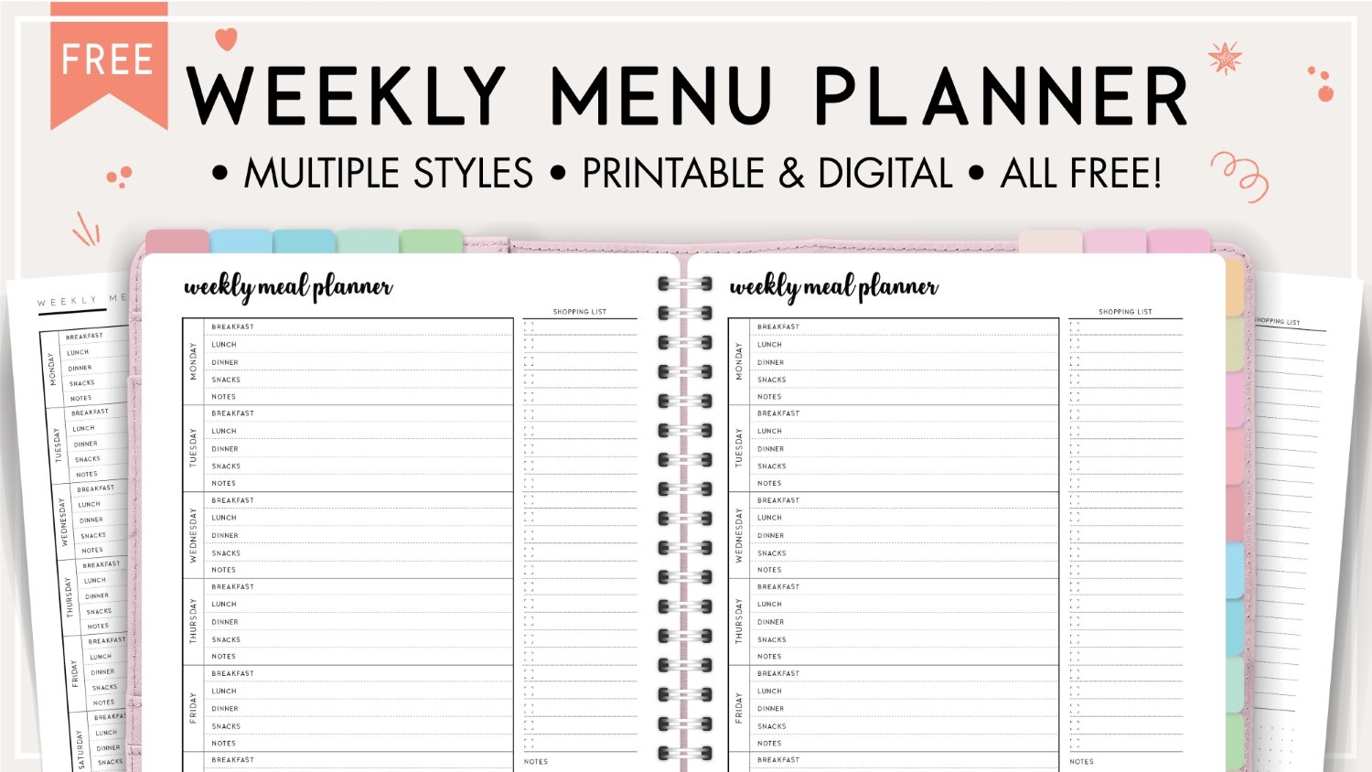 Free Printable Weekly Menu Planner World Of Printables