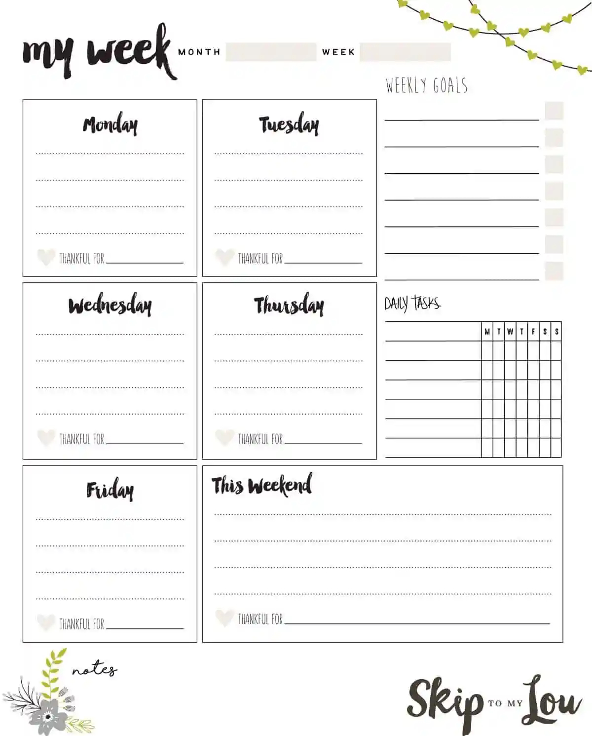 free printable weekly planner skip to my lou