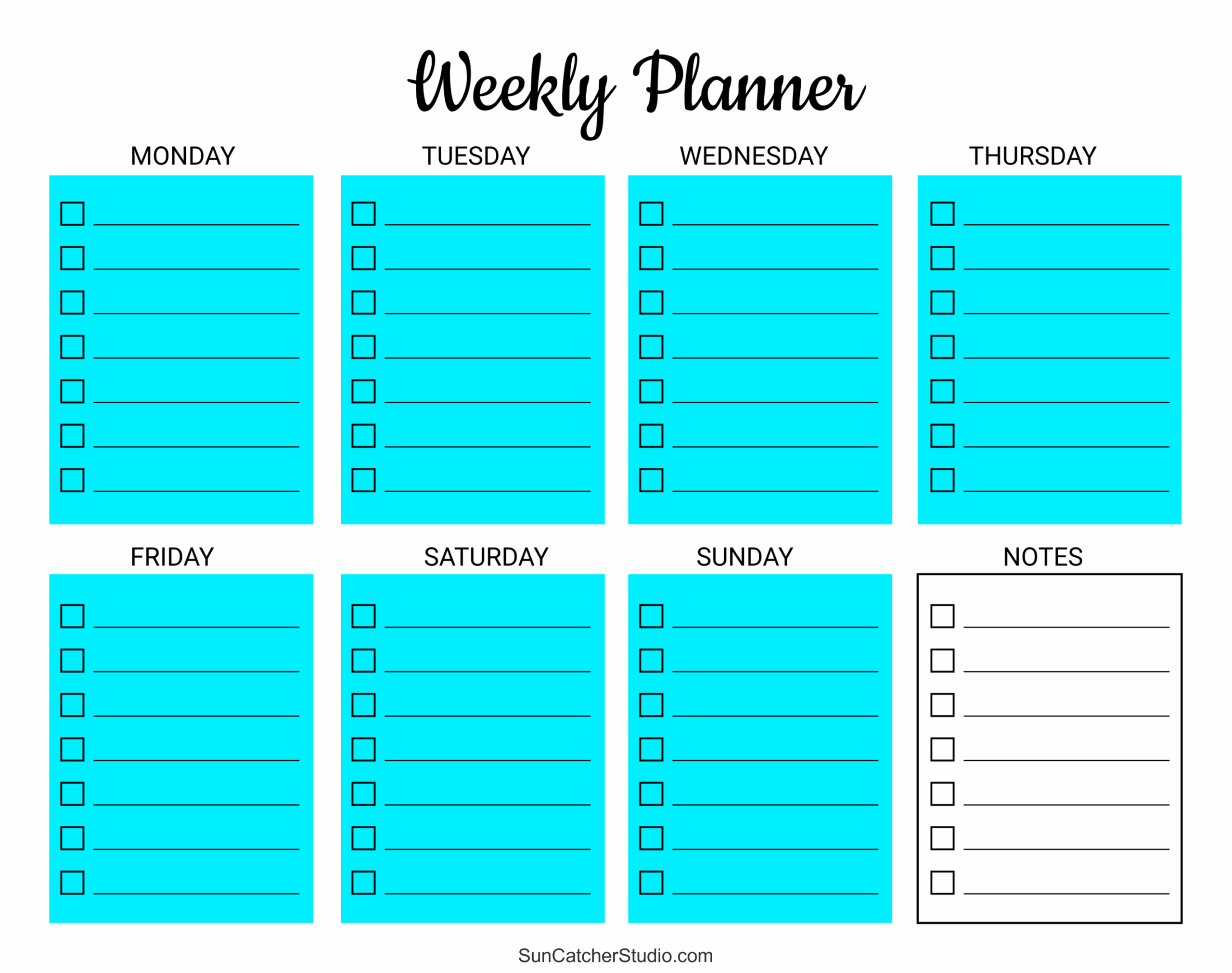 Free Weekly Planner Printable Template