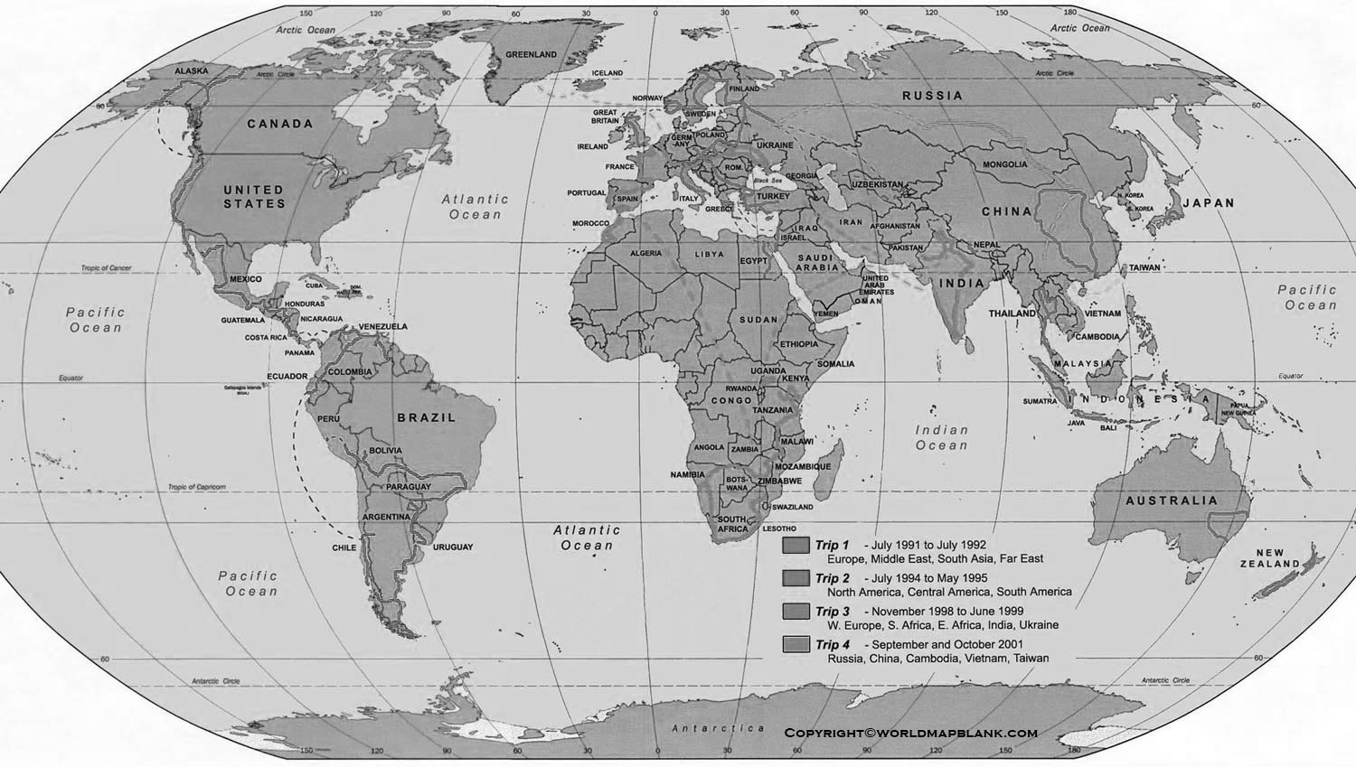 Free Printable World Map With Country Name List In PDF