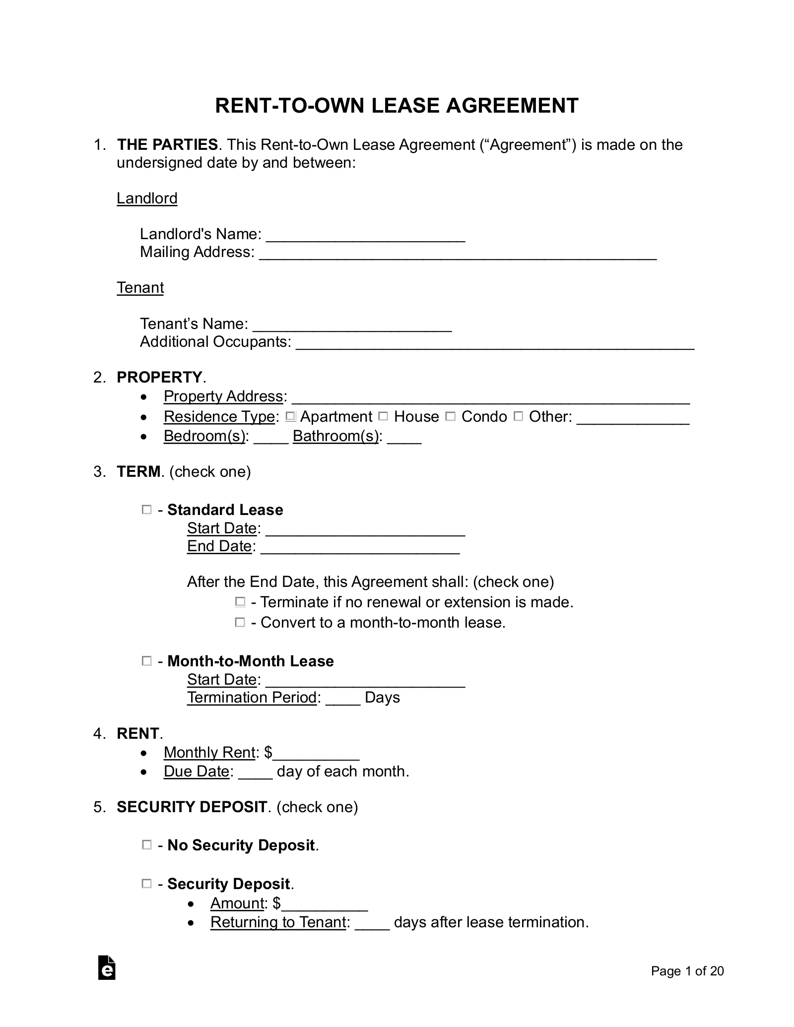 Simple Room Rental Agreement Free Printable