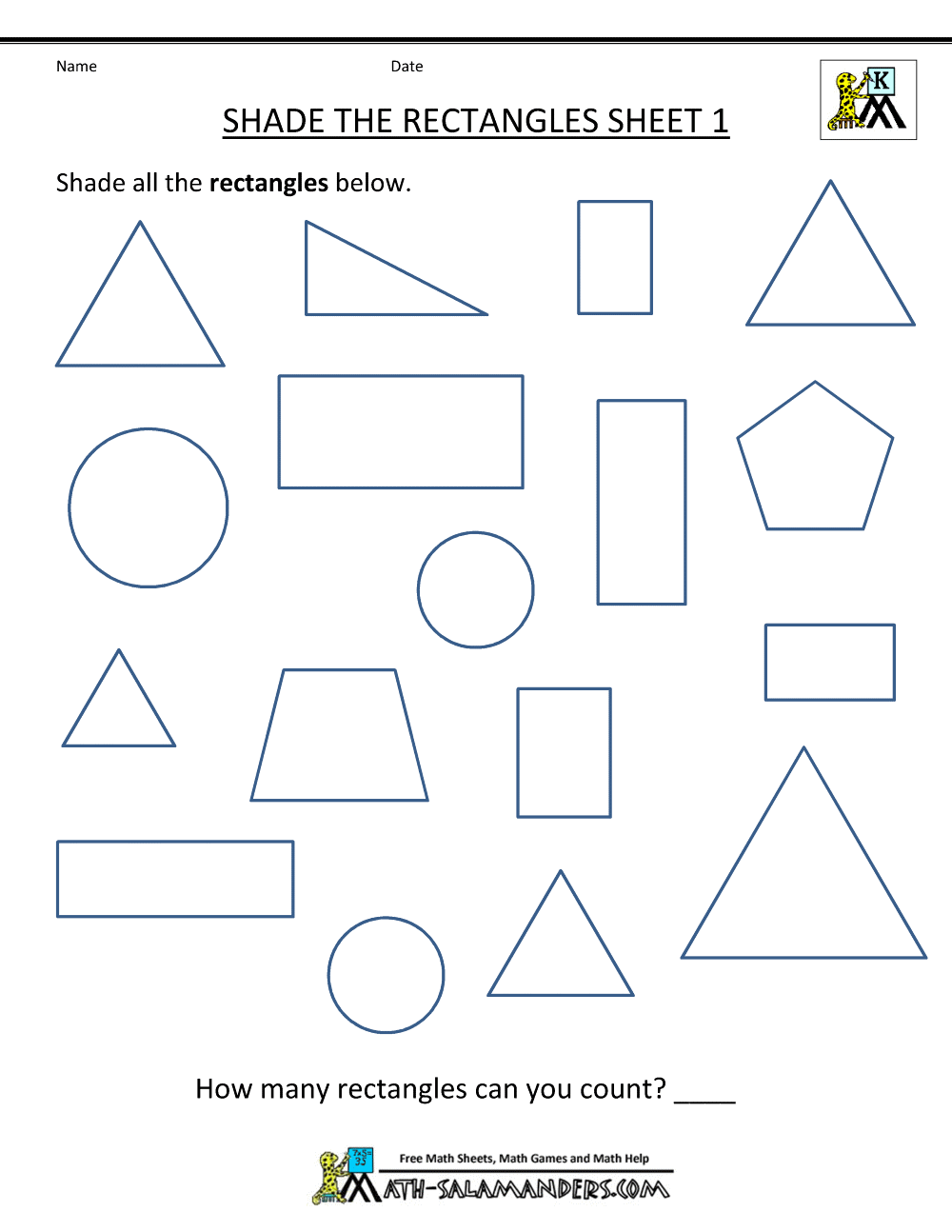 Free Shape Worksheets Kindergarten