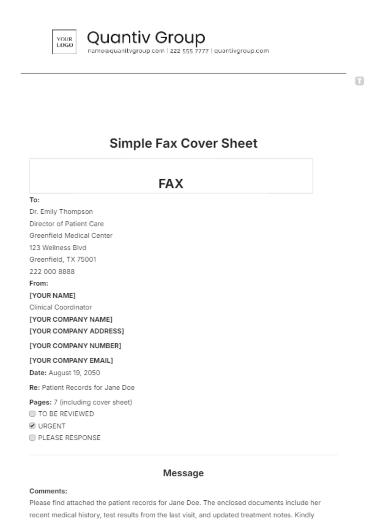 Free Printable Fax Cover Sheet Template
