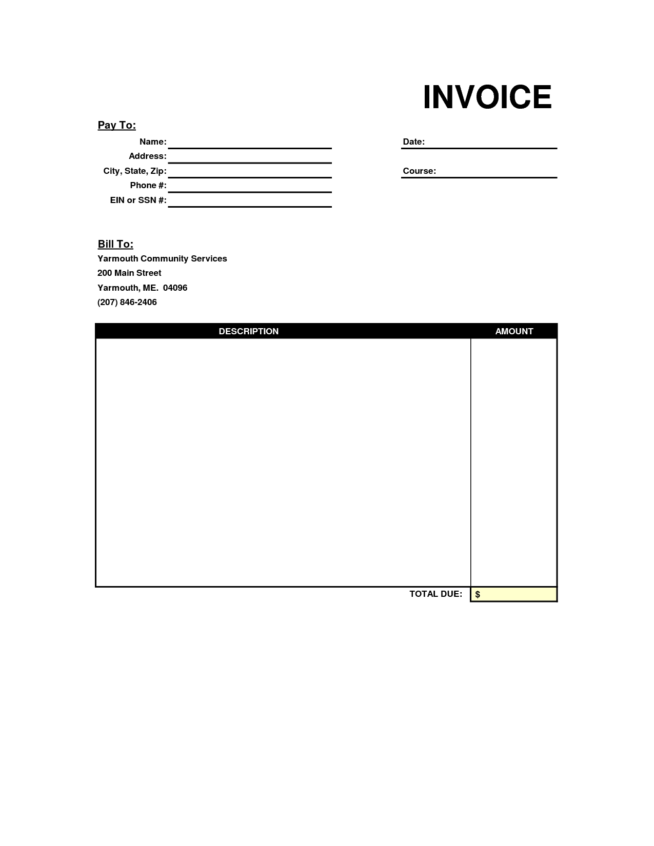 Printable Invoice Template Free Word