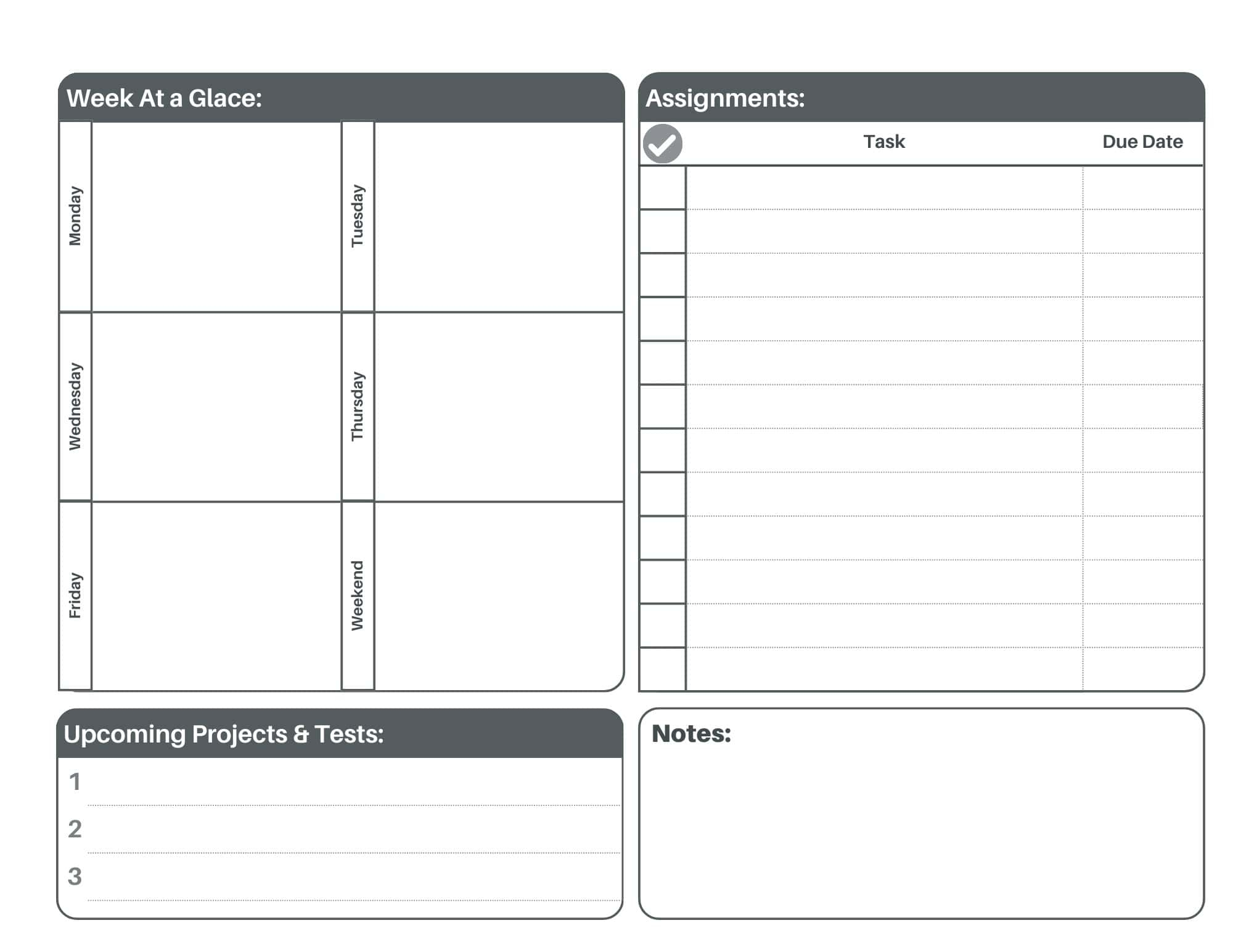 Free Printable Homework Log Sheets