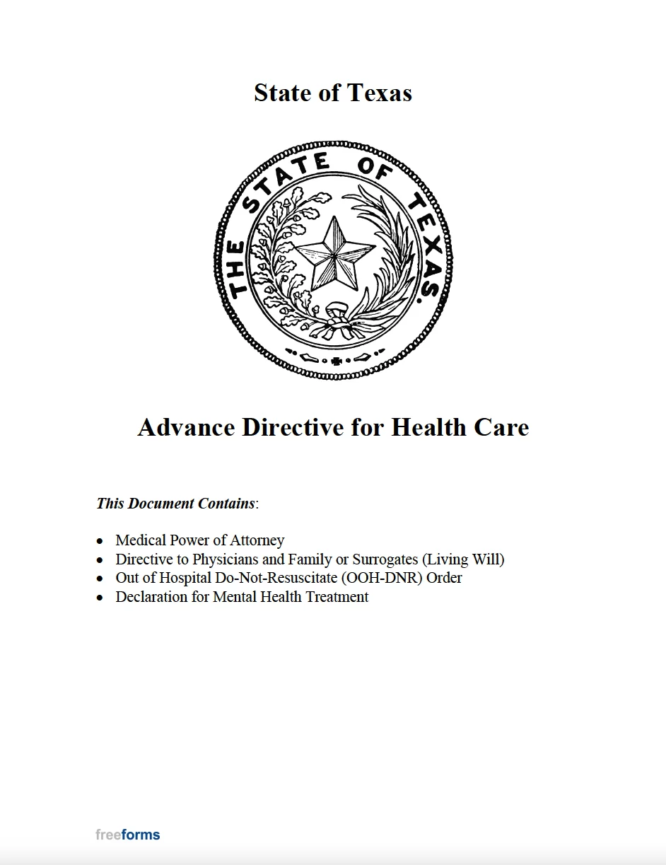 Free Printable Living Will Forms Texas