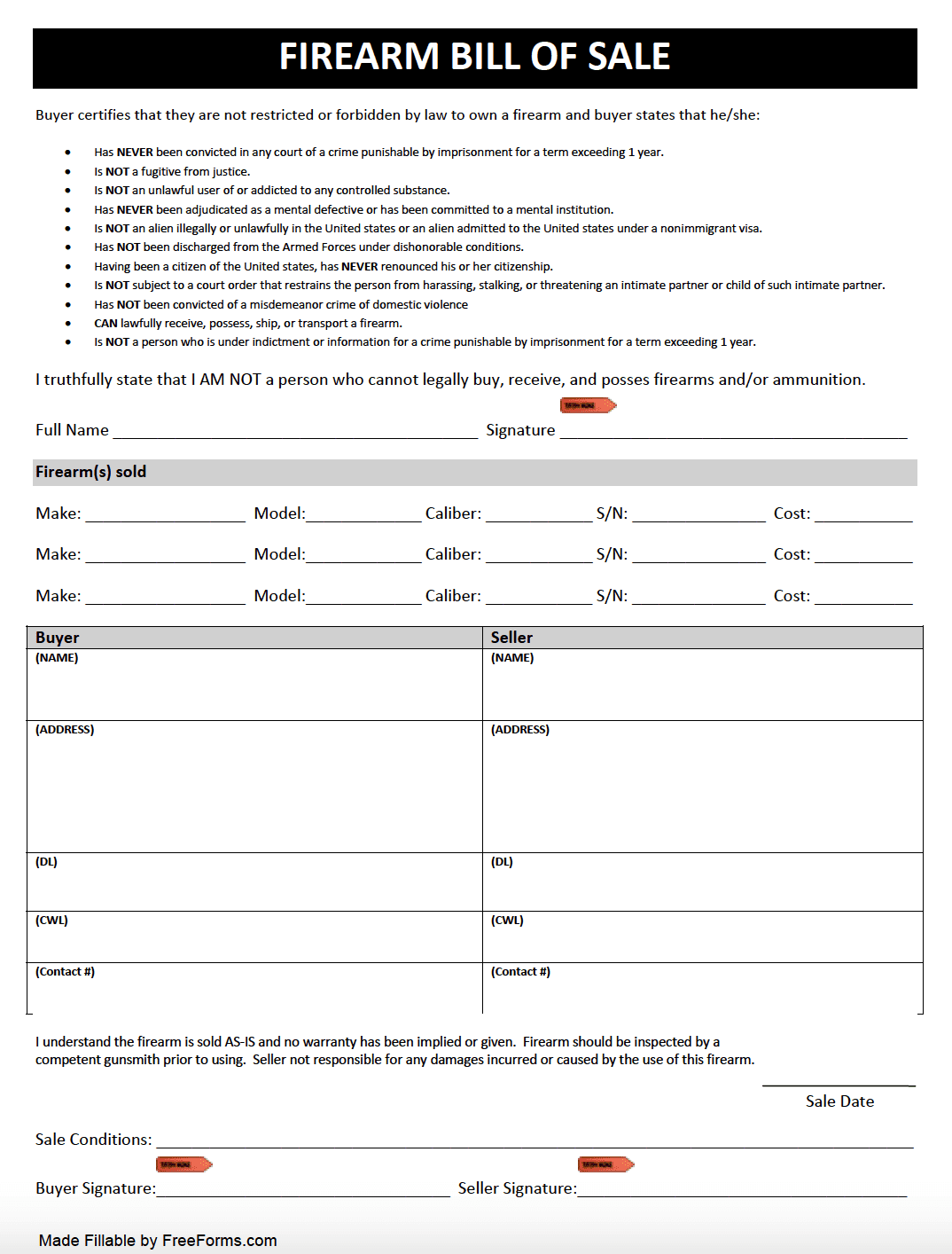 Free Texas Bill Of Sale Forms PDF