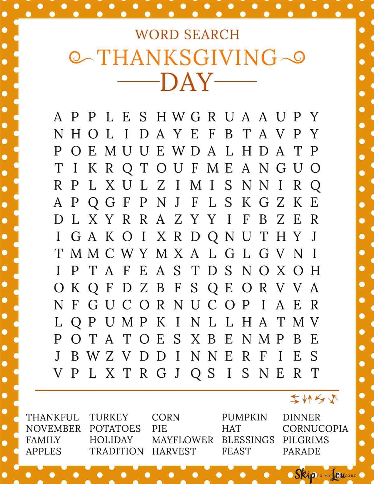 Free Thanksgiving Printable Games