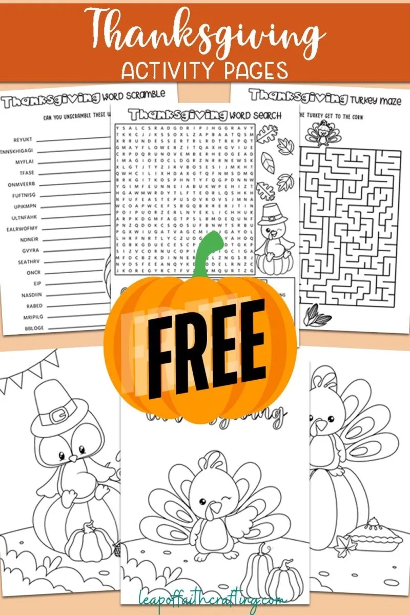 FREE Thanksgiving Worksheets PDF Leap Of Faith Crafting