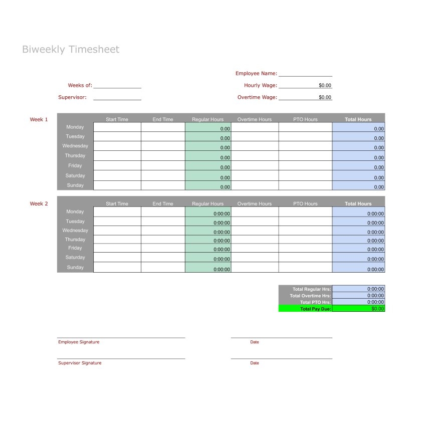 Weekly Time Sheets Printable Free Pdf