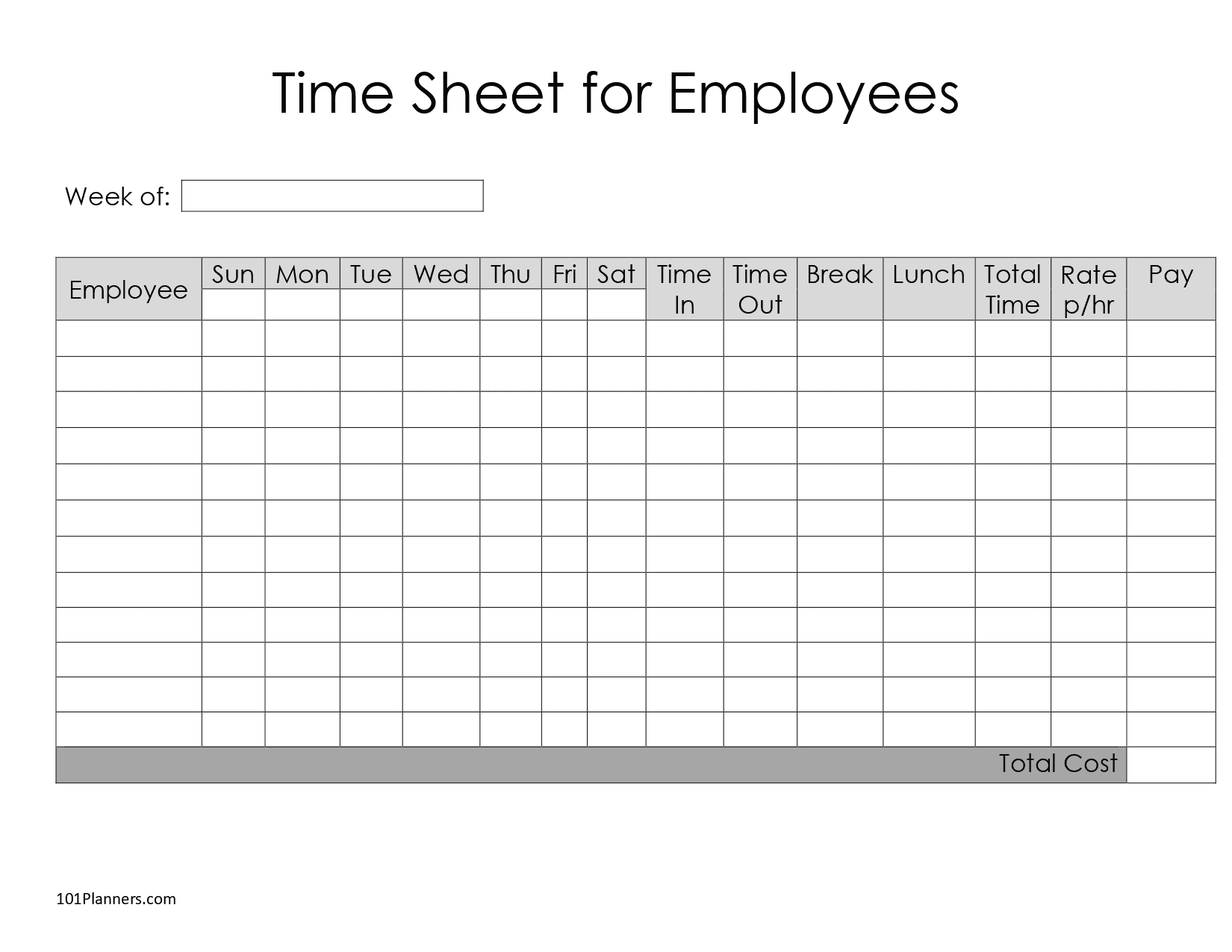 FREE Timesheet Template Printables Instant Download