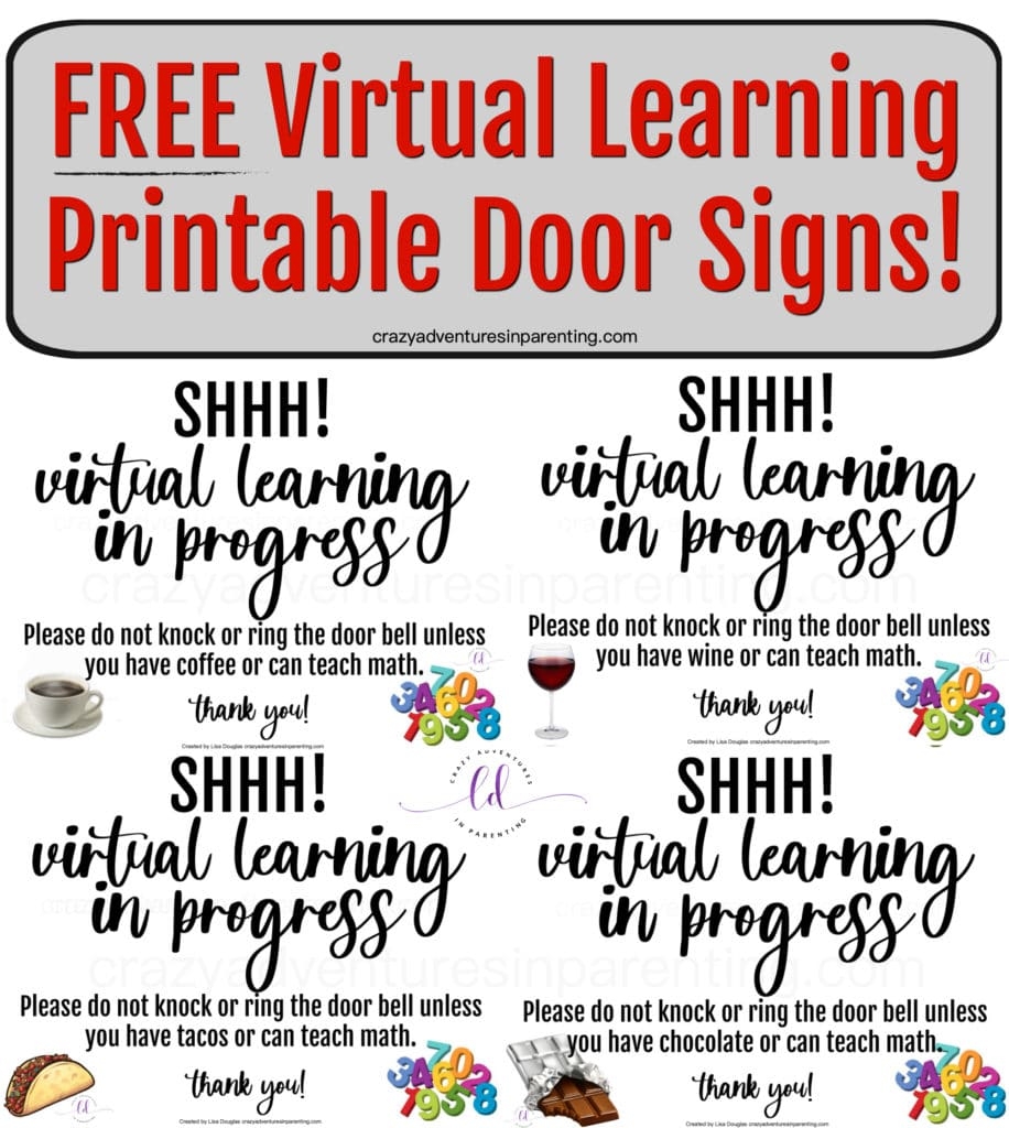 Free Virtual Learning Printable Door Signs Crazy Adventures In Parenting