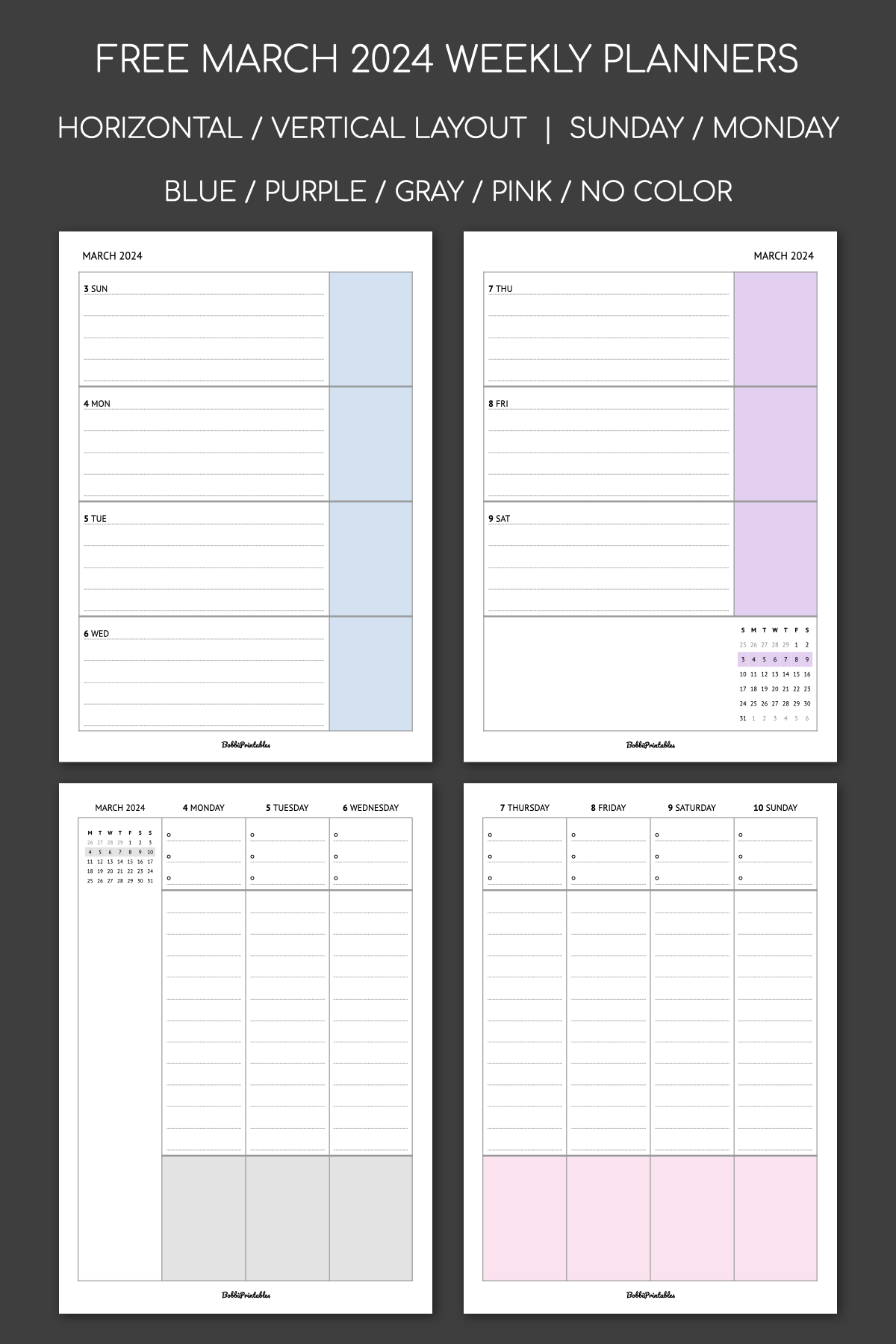 Free Weekly Planners March 2024 Printable Planner Pages