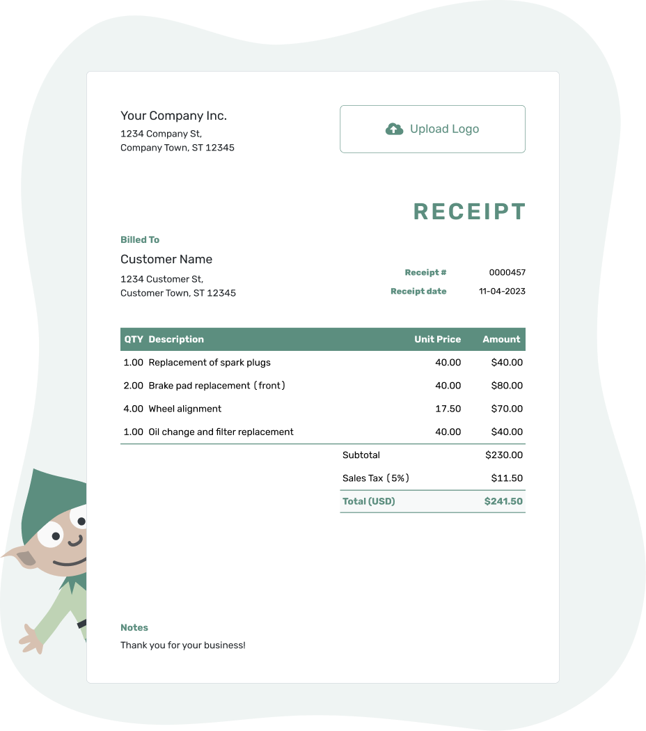Free Word Receipt Template Docelf