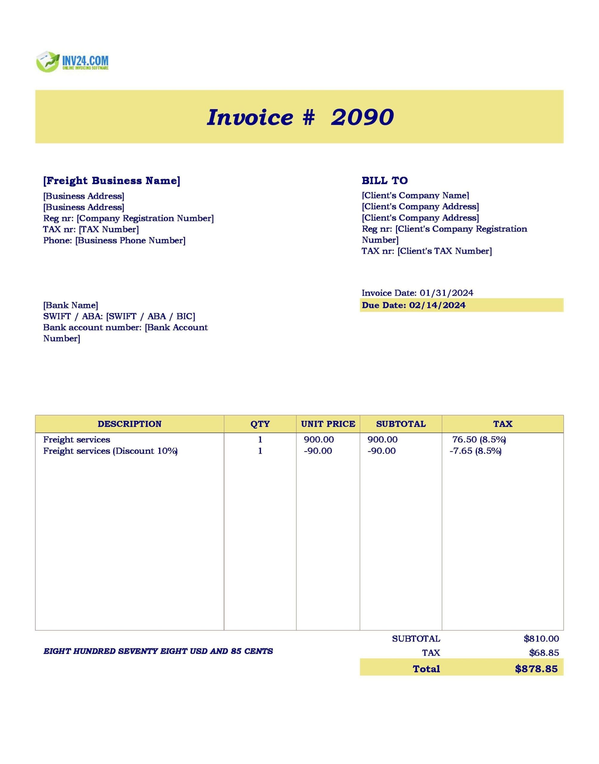Free Printable Invoice Templates Excel