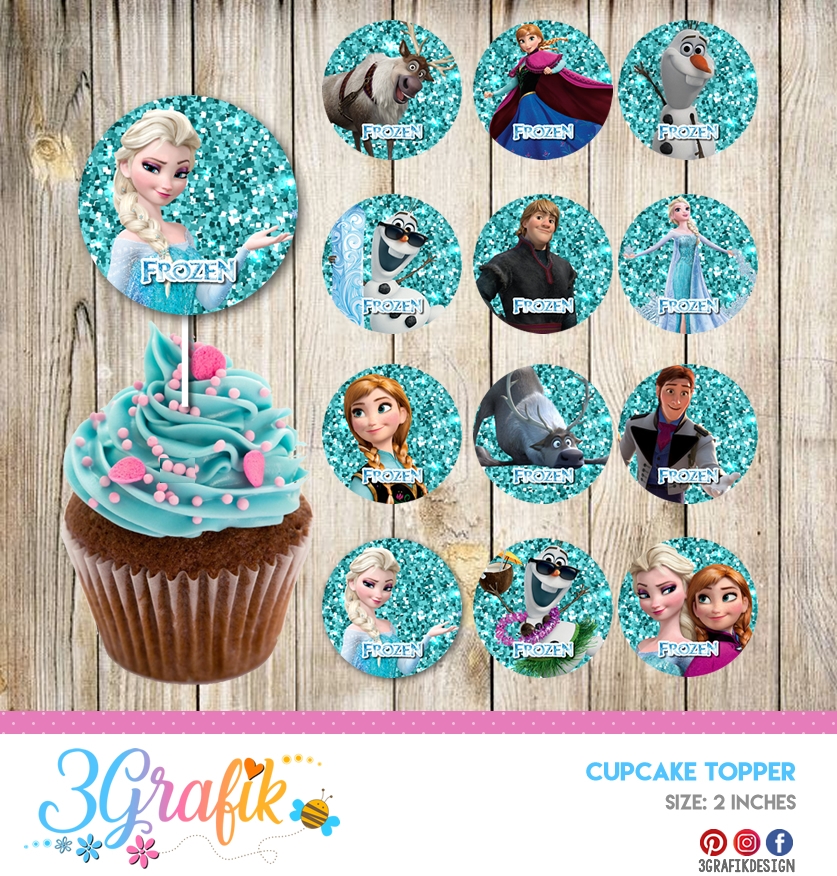 Frozen Cupcake Topper Printable 3Grafik