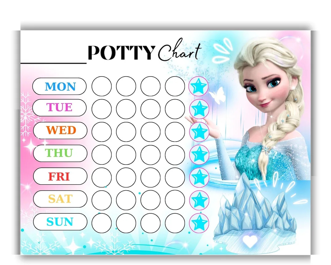 Frozen Potty Training Chart Elsa Potty Chart Toilet Training Sticker Chart Reward Chart Potty Chart For Girls Letter A4 Etsy