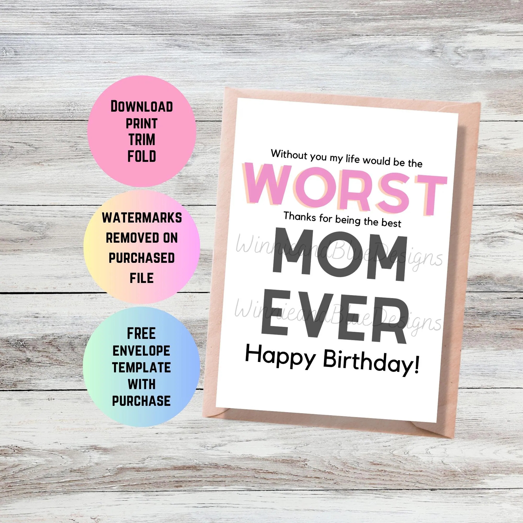Funny Printable Mom Birthday Card Worst Mom Ever Card Digital Birthday Card Mother Birthday Card Mom Birthday Gift Worst Mom Ever Card Etsy