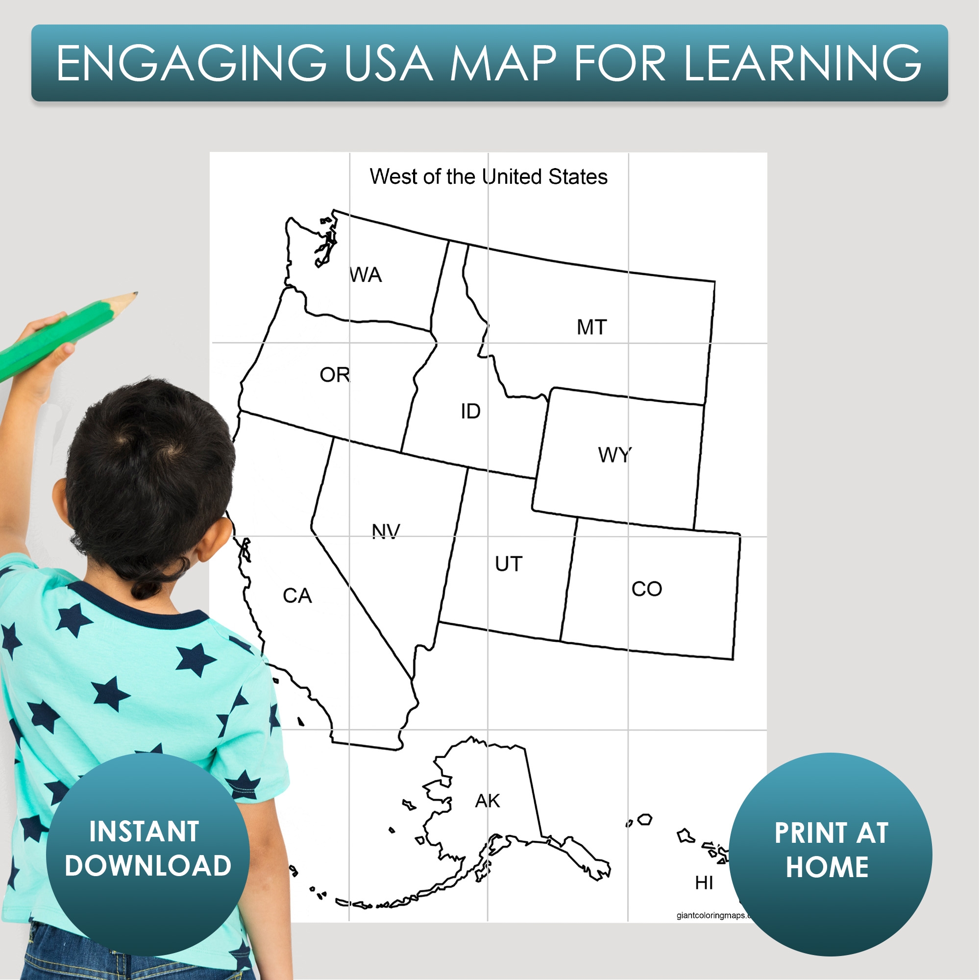 United States Map With States Printable Free