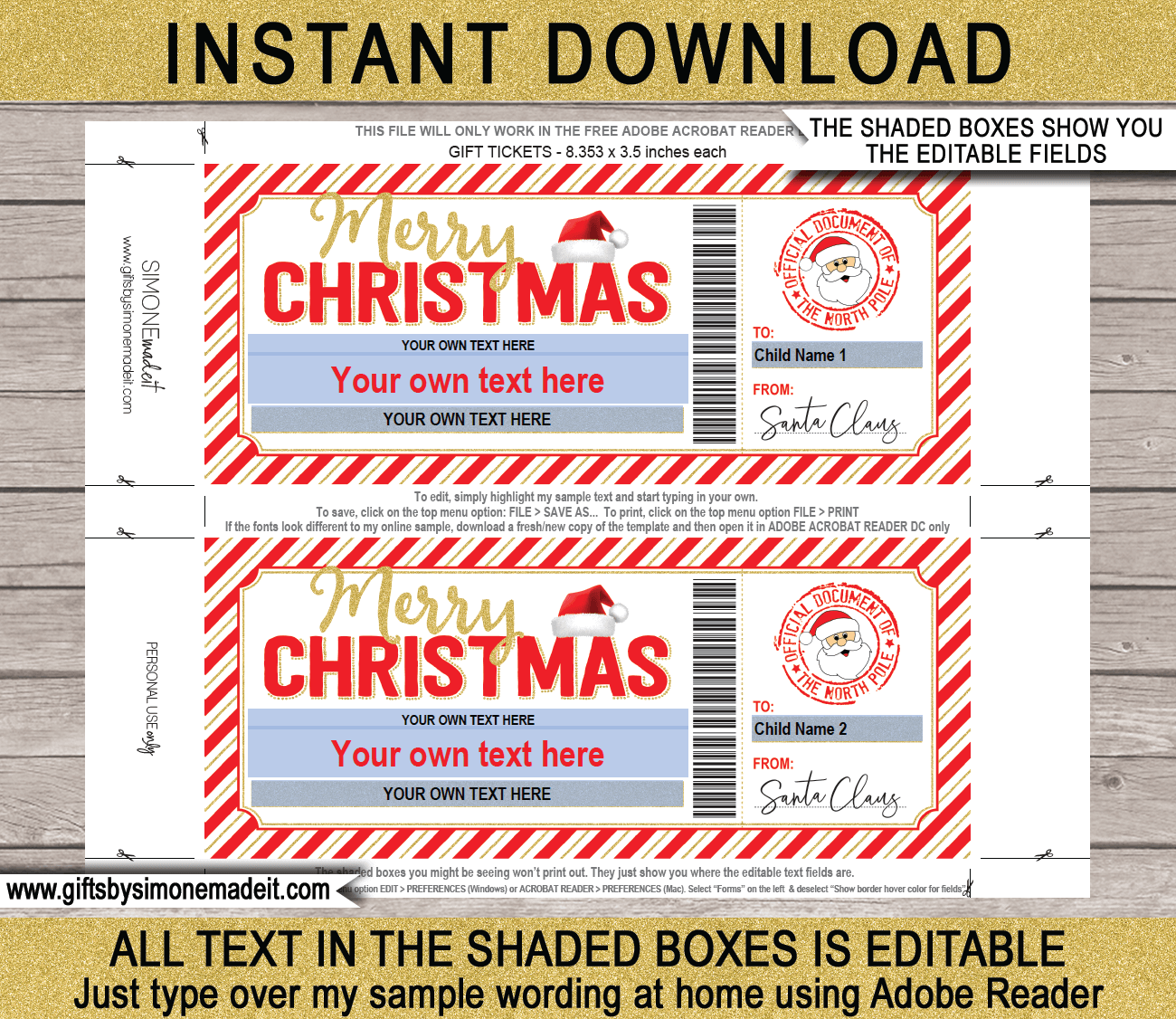 Gift Card From Santa Template Christmas Gift Voucher Printable