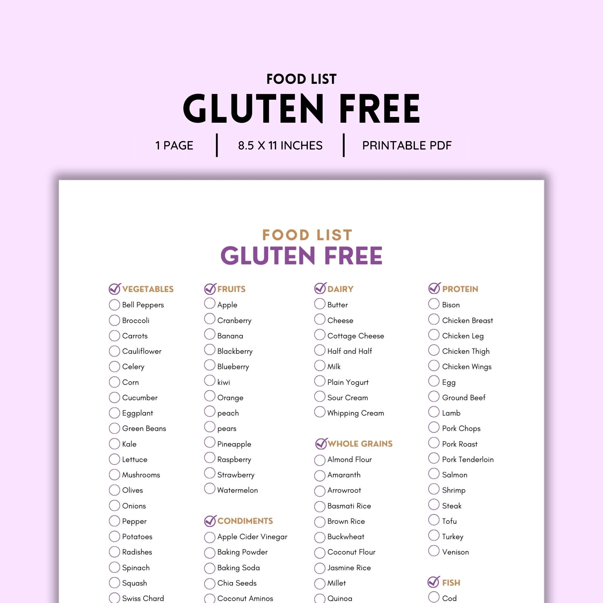 Gluten Free Food List Gluten Free Products Gluten Allergy Gluten Intolerance Food Allergy Gluten Sensitivity Shopping List PDF File Etsy