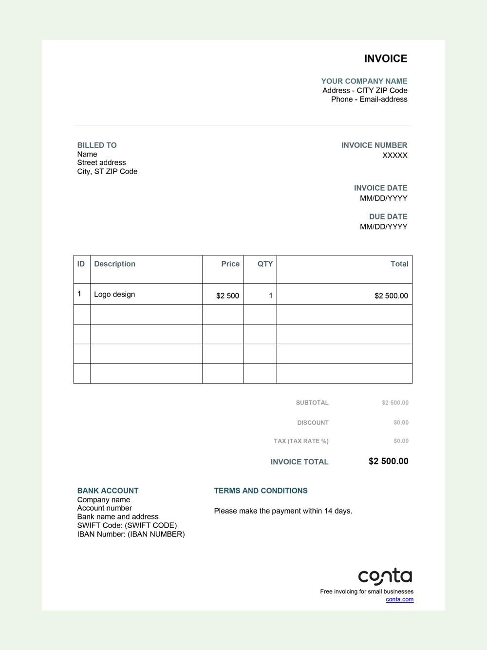 Google Docs Invoice Template Google Sheets Bill Format Ireland