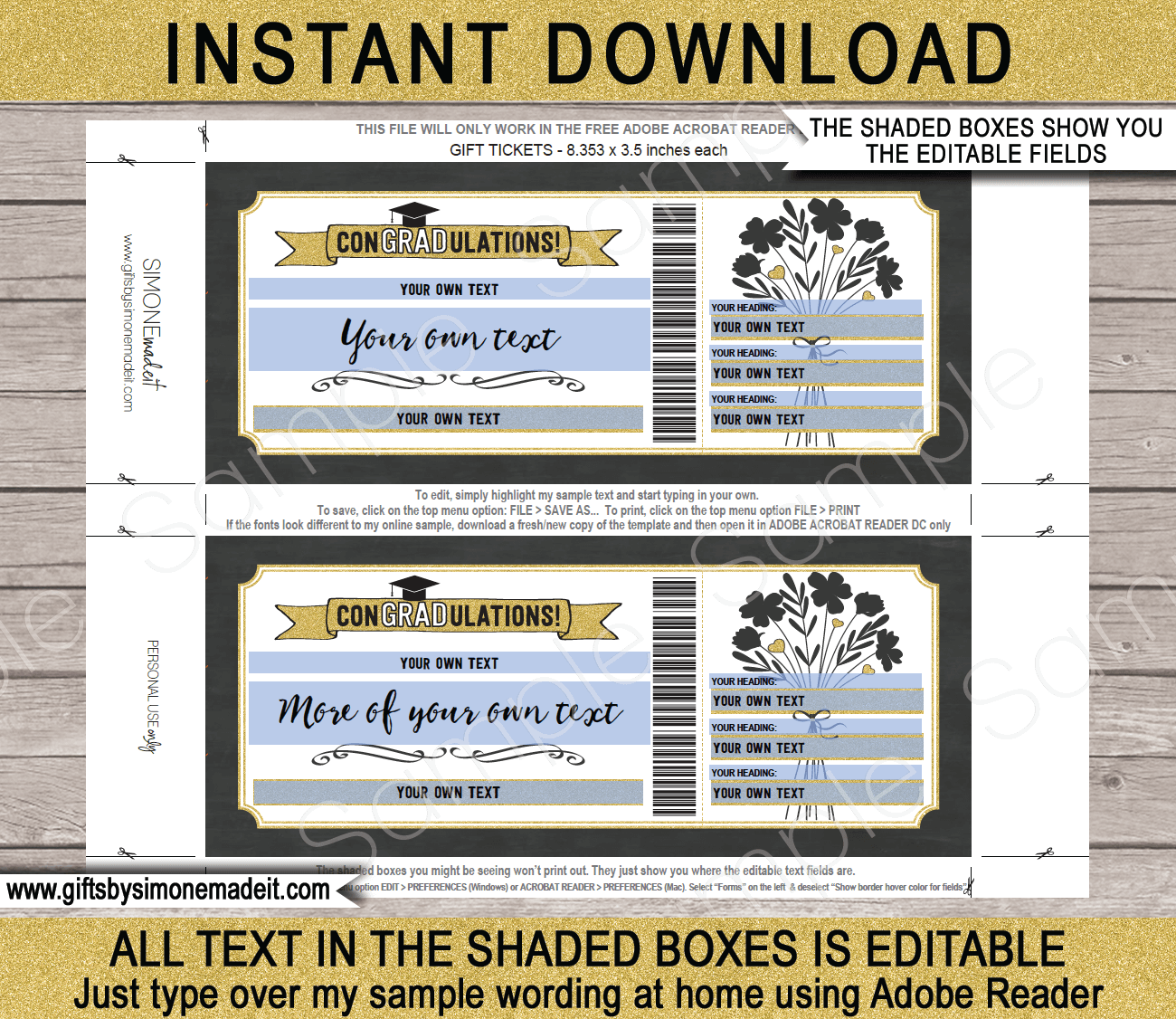 Graduation Gift Voucher Template Printable Gift Coupon Certificate Card
