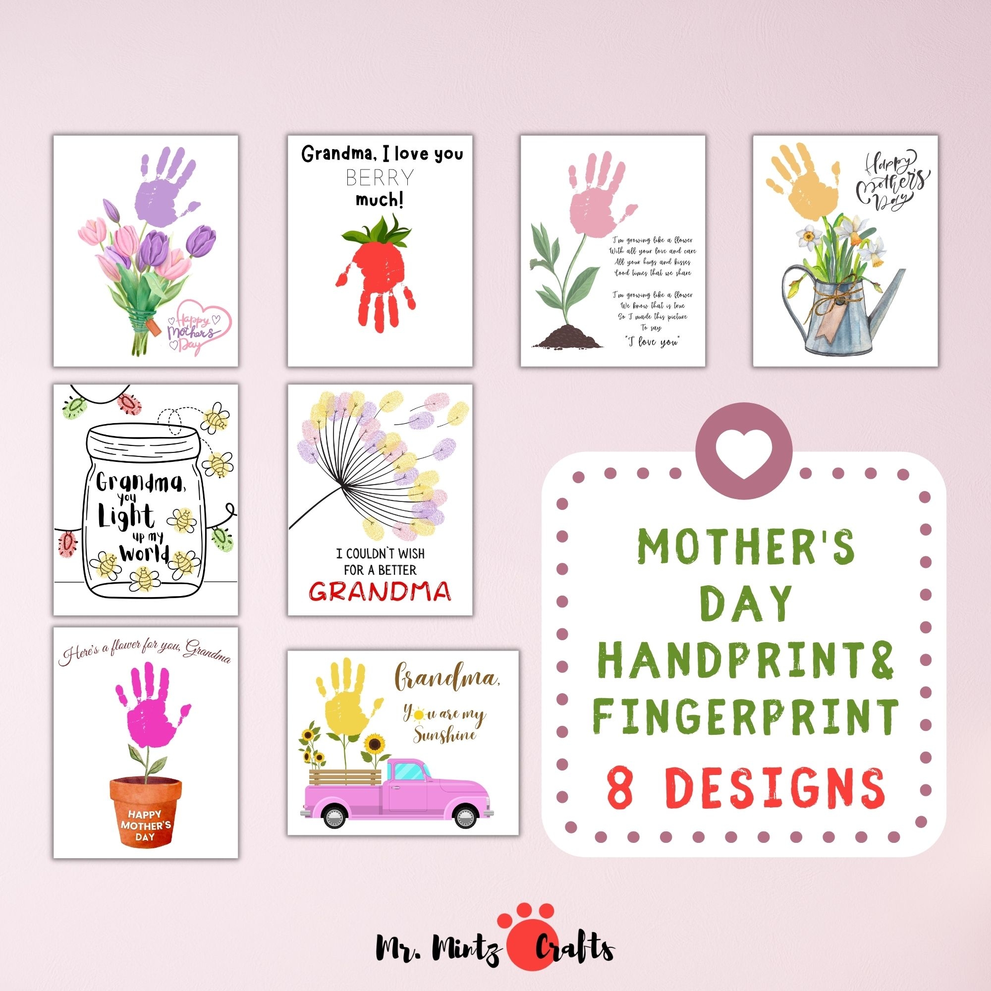 Grandma Mother s Day Handprint Fingerprint Craft Mother s Day Handprint Flower Made By Teachers
